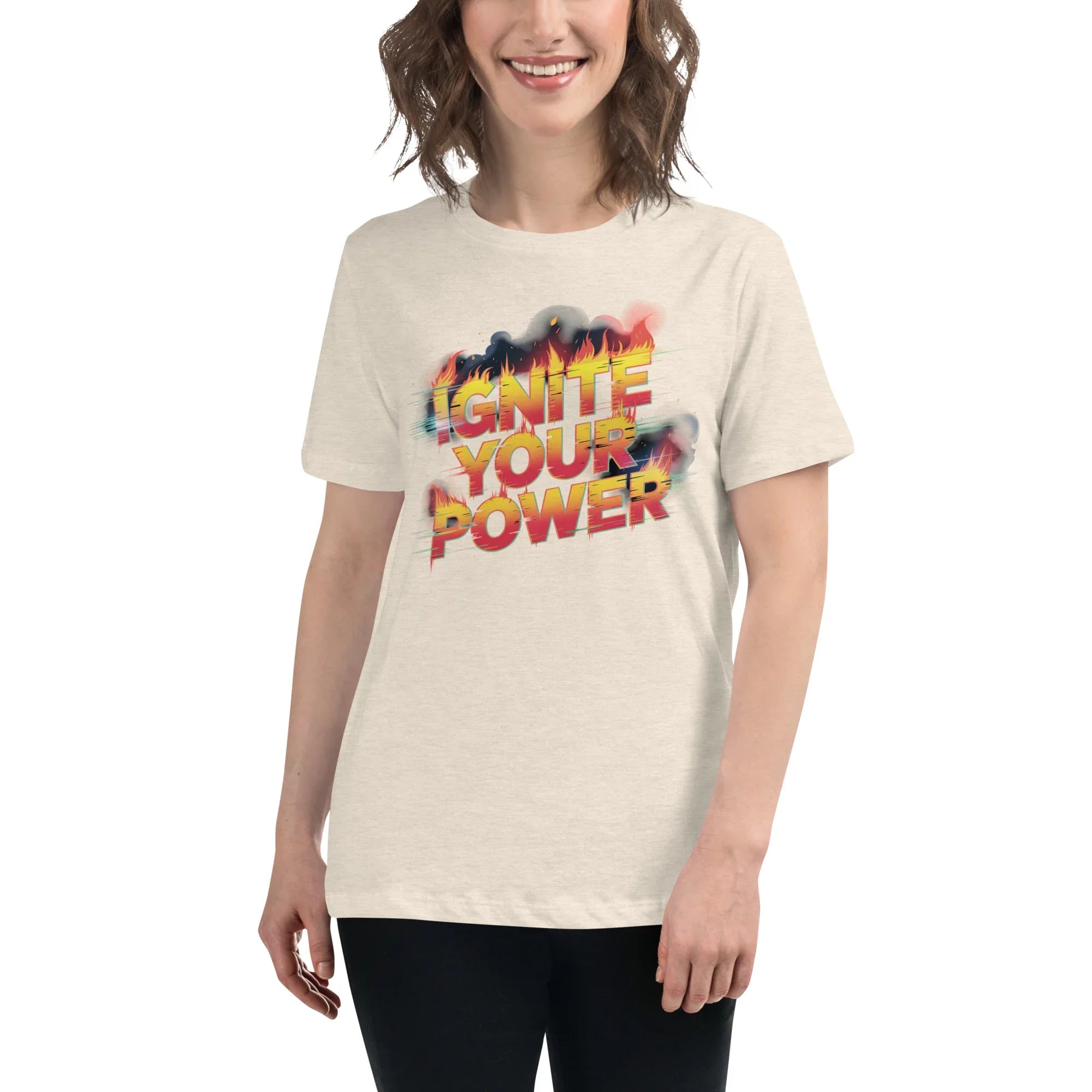 Ignite Your Power T Shirt – Bold Girl Power Tee with Red & Yellow Flames - RaZits