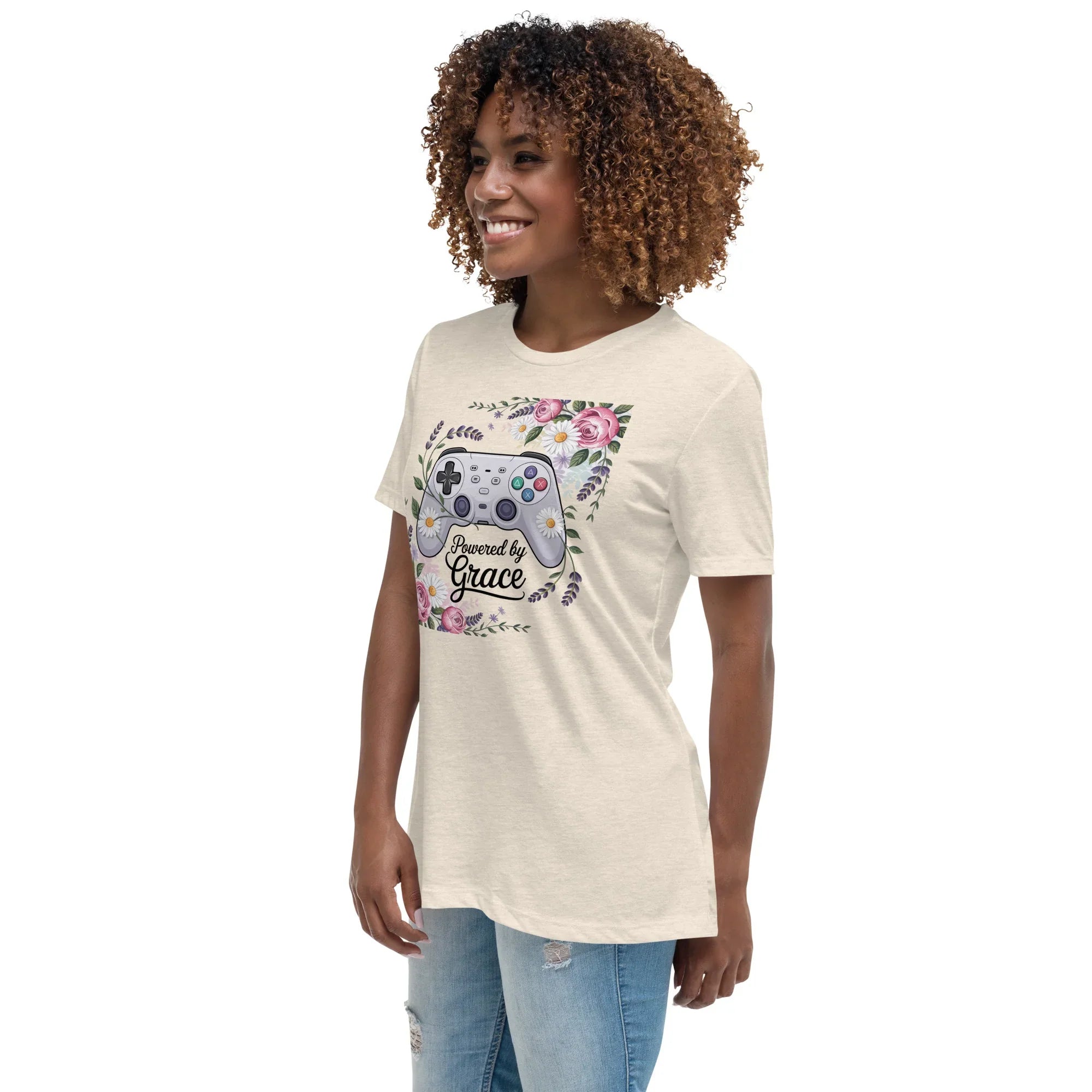 Powered by Grace Shirt – Floral Gamer Girl Tee - RaZits