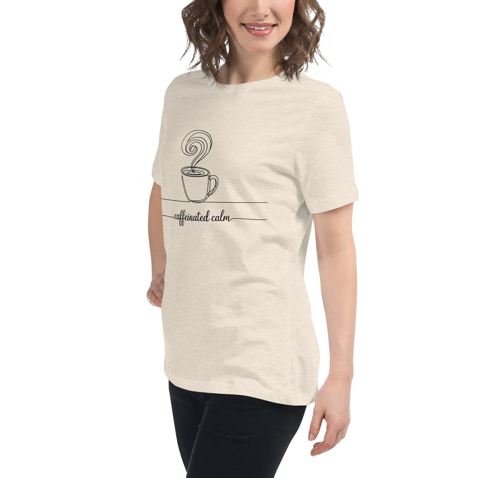 Caffeinated Calm Tee – Minimalist Coffee Line Art - RaZits