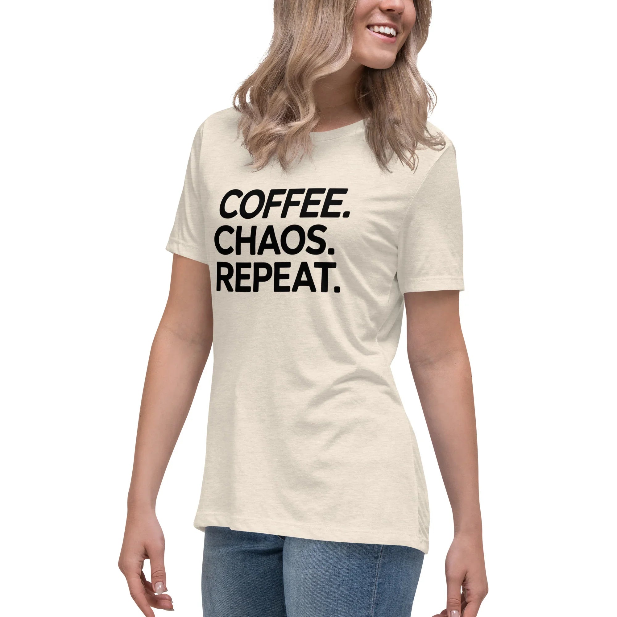 Coffee Chaos Repeat Tee – Bold Black Statement - RaZits
