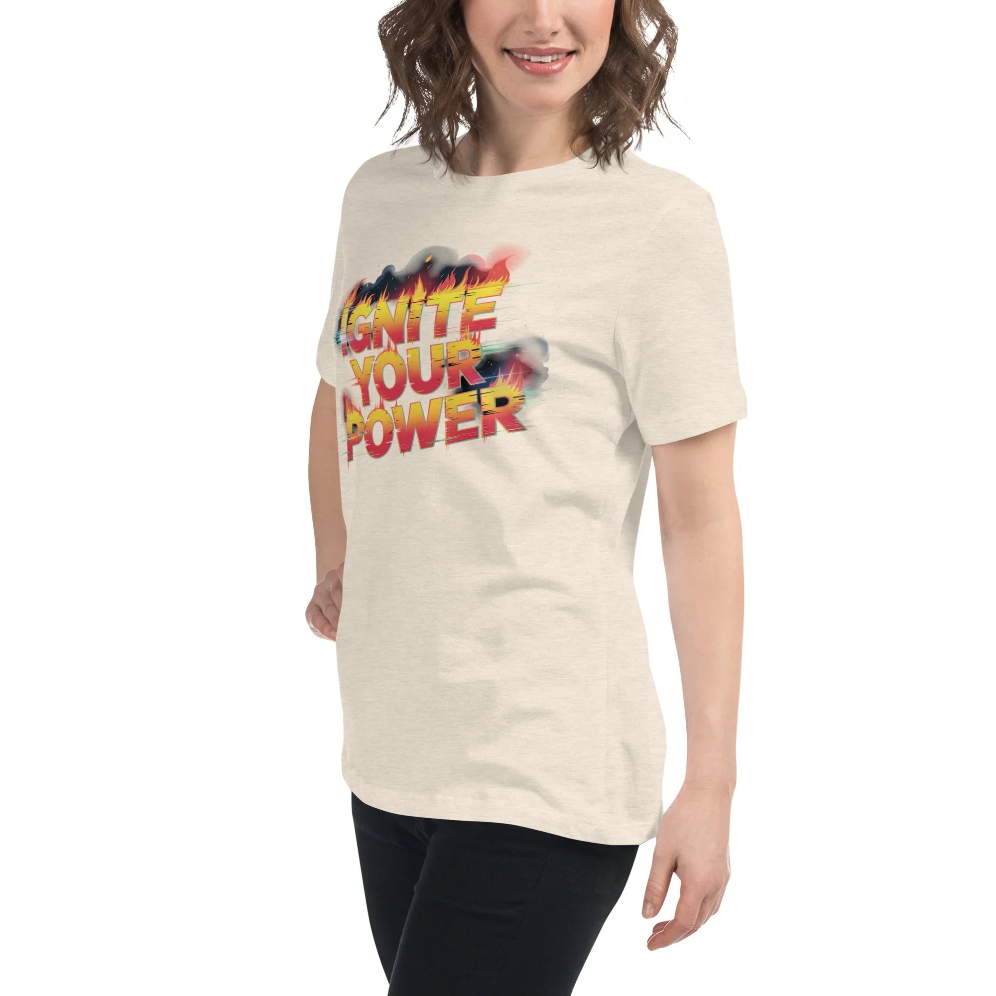 Ignite Your Power T Shirt – Bold Girl Power Tee with Red & Yellow Flames - RaZits