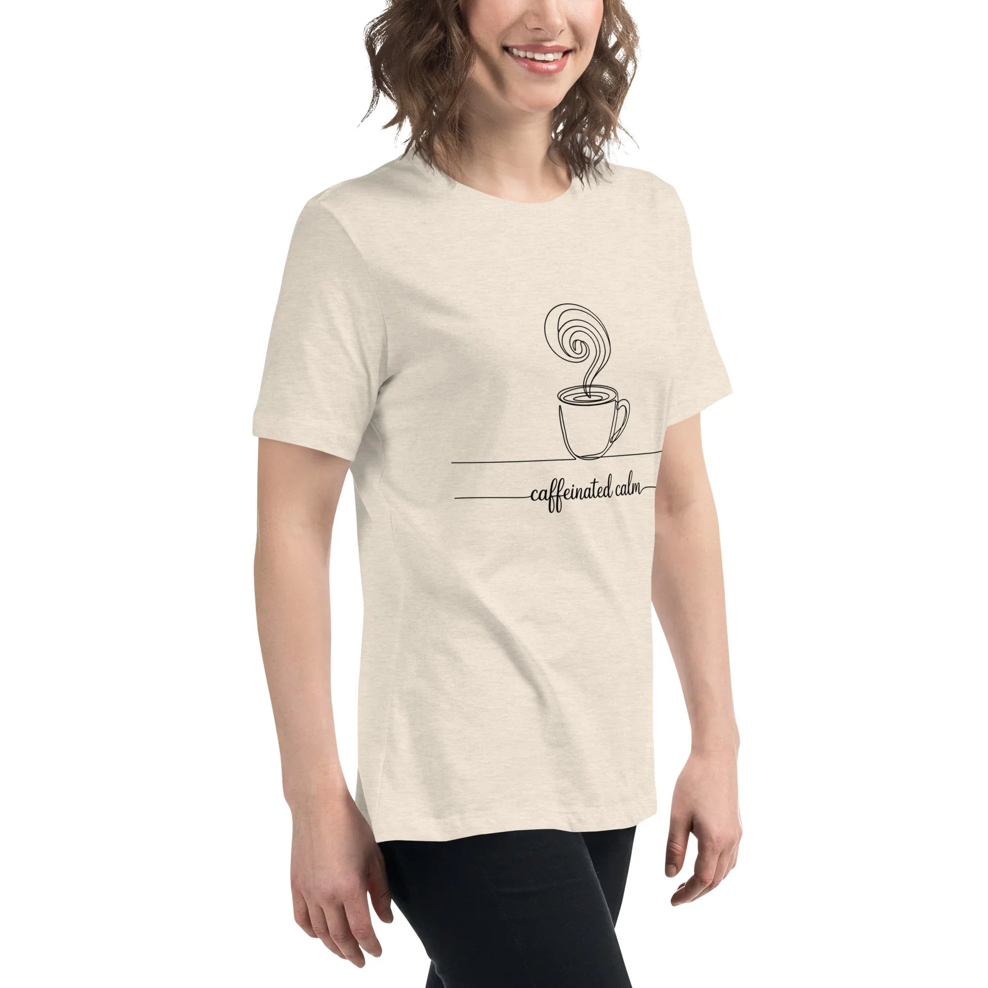 Caffeinated Calm Tee – Minimalist Coffee Line Art - RaZits