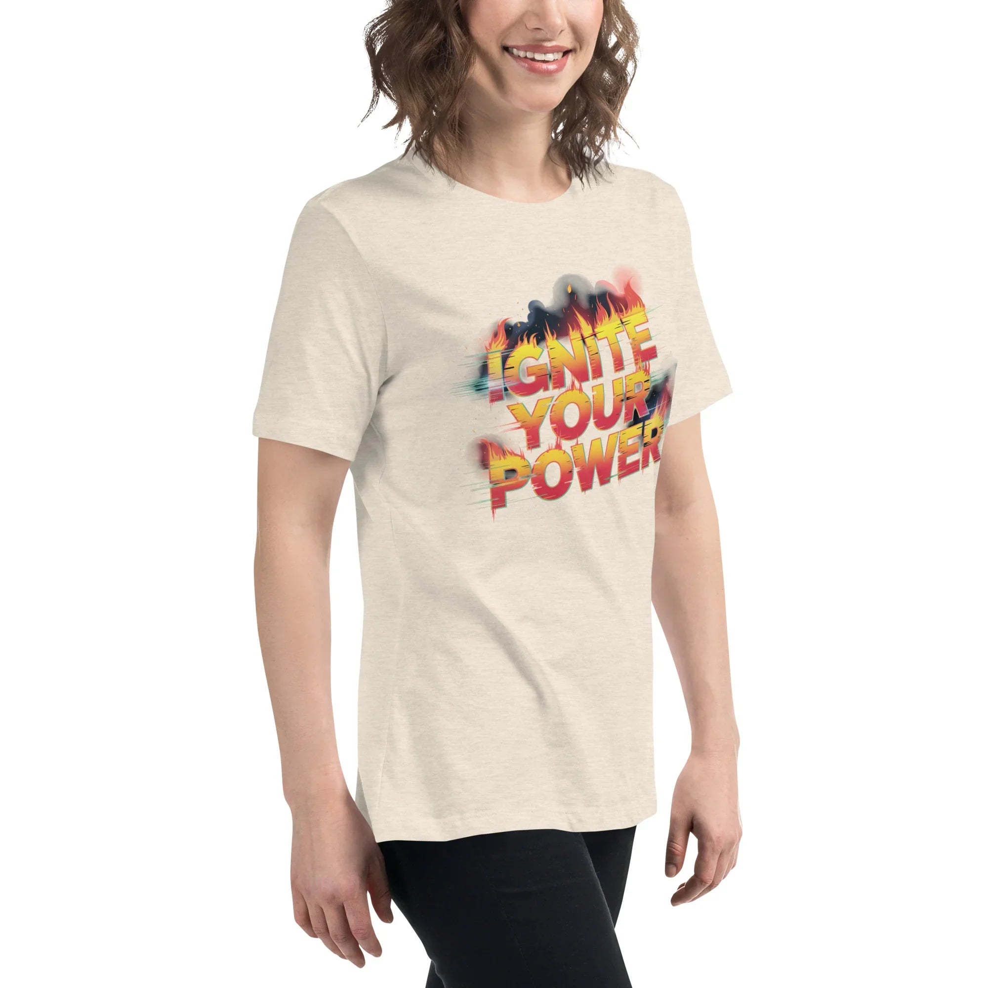 Ignite Your Power T Shirt – Bold Girl Power Tee with Red & Yellow Flames - RaZits