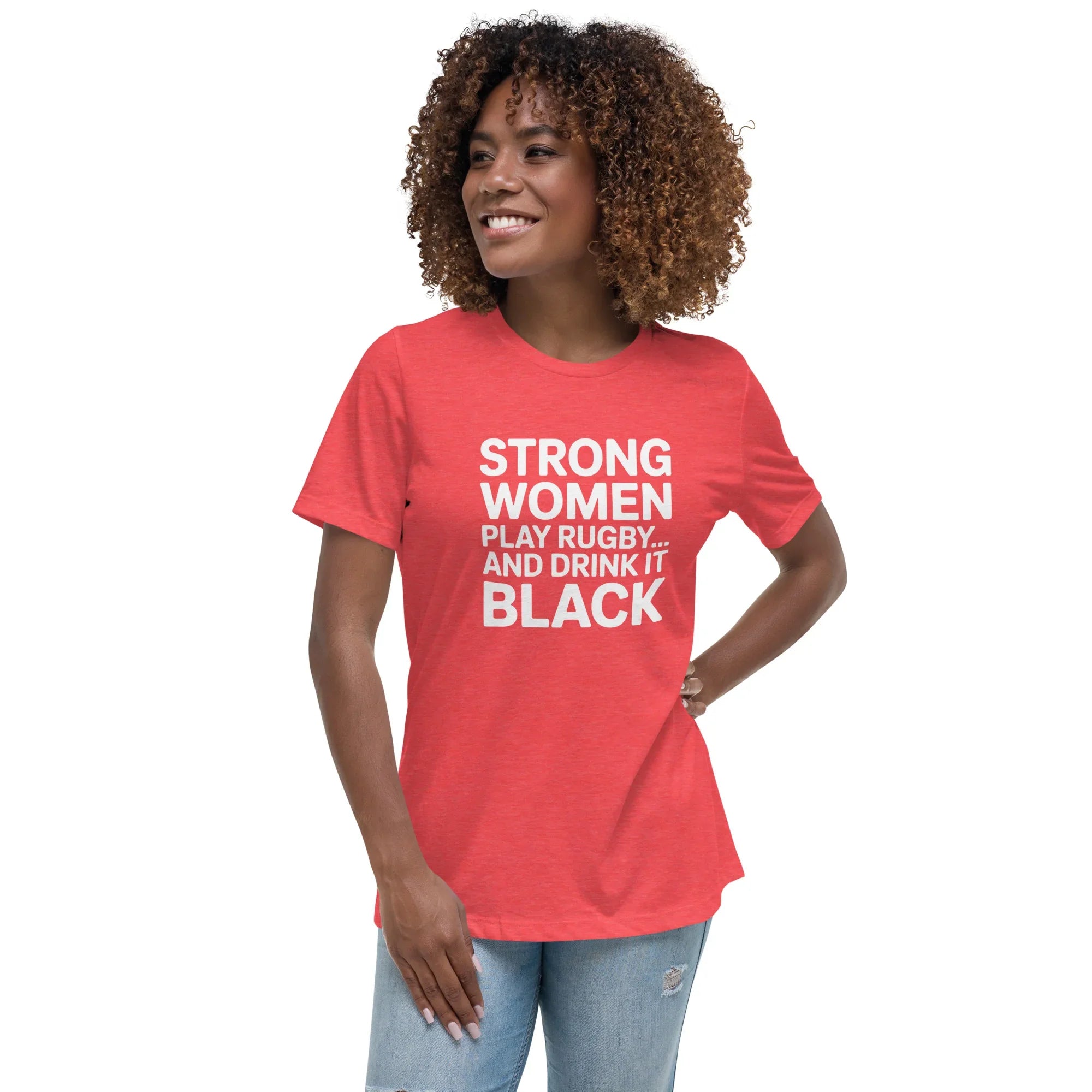 Strong Women Play Rugby Tee – Bold Coffee Lover Print - RaZits