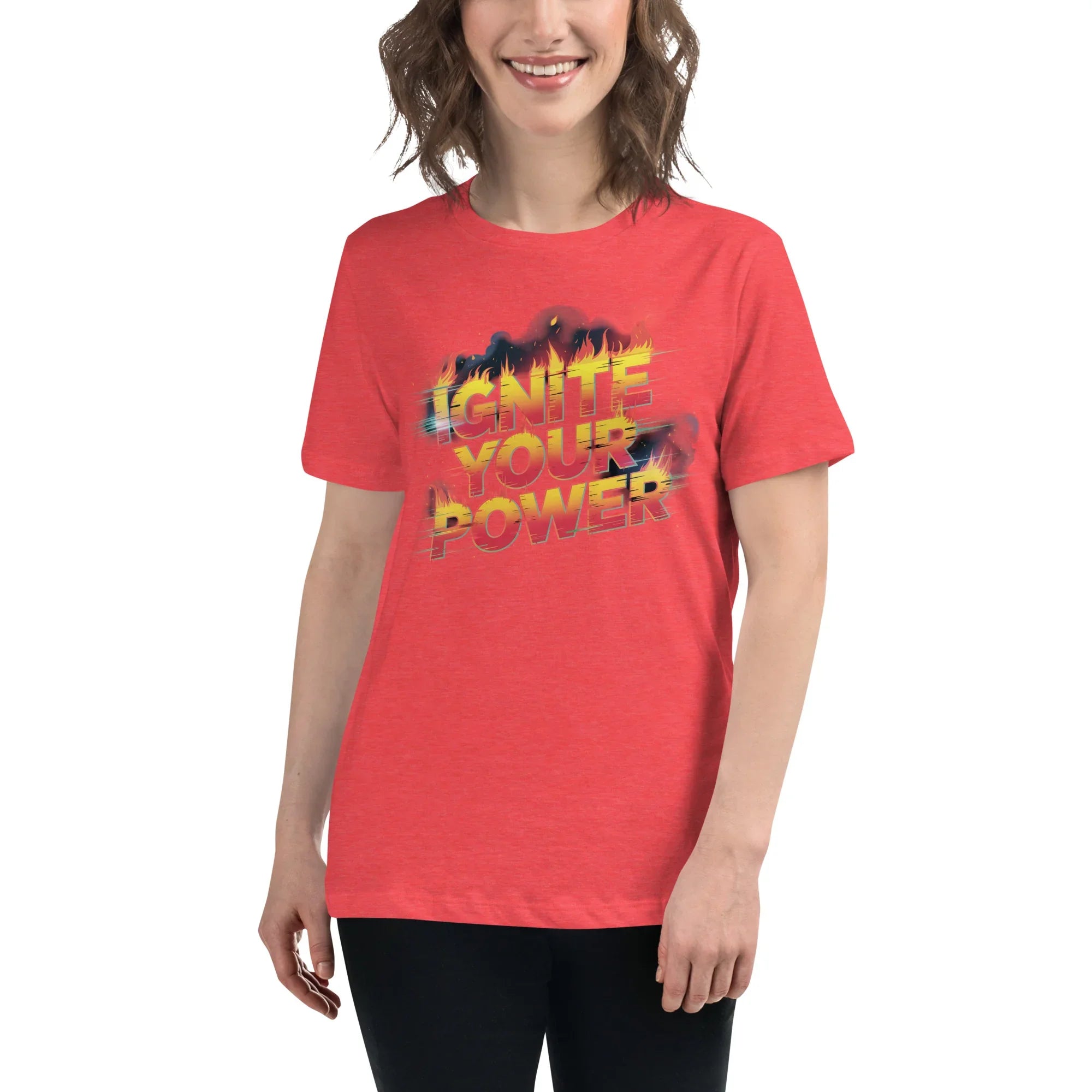 Ignite Your Power T Shirt – Bold Girl Power Tee with Red & Yellow Flames - RaZits