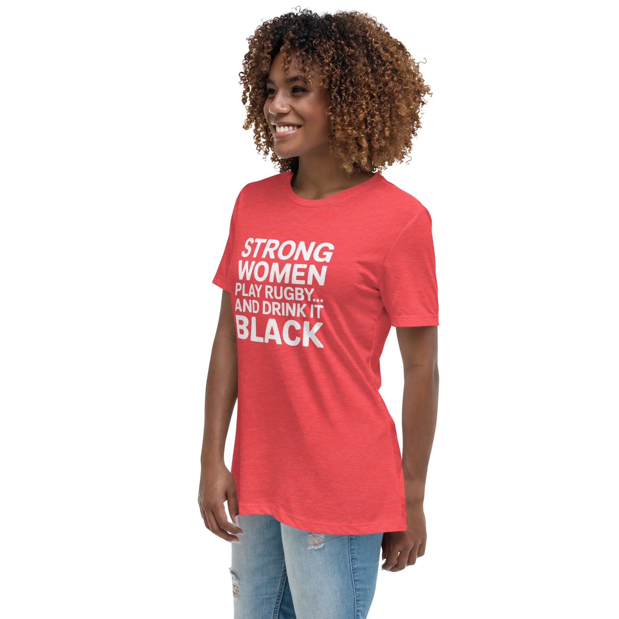 Strong Women Play Rugby Tee – Bold Coffee Lover Print - RaZits