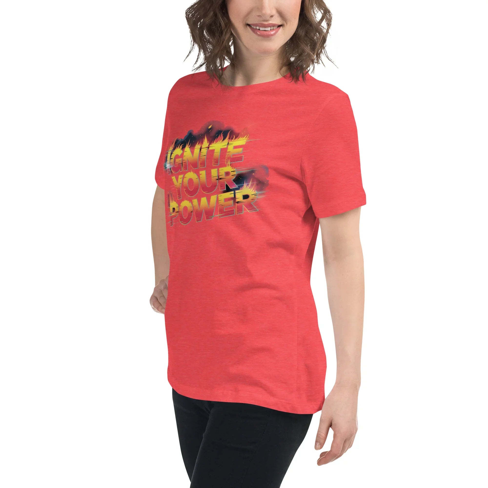 Ignite Your Power T Shirt – Bold Girl Power Tee with Red & Yellow Flames - RaZits