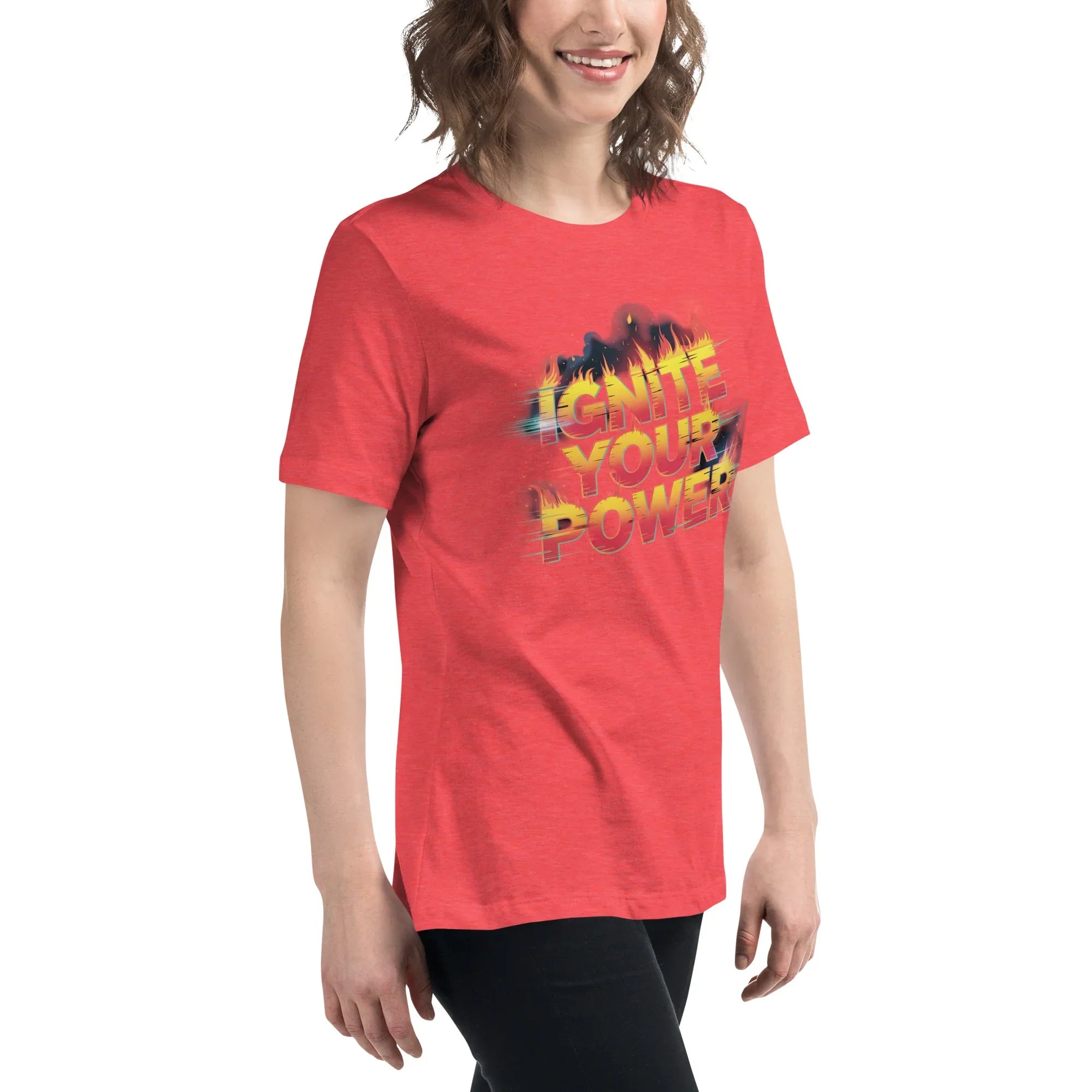 Ignite Your Power T Shirt – Bold Girl Power Tee with Red & Yellow Flames - RaZits