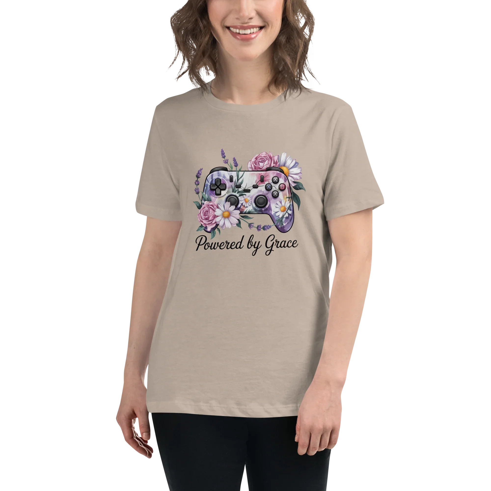 Floral Controller Tee – Powered by Grace Gamer Shirt - RaZits
