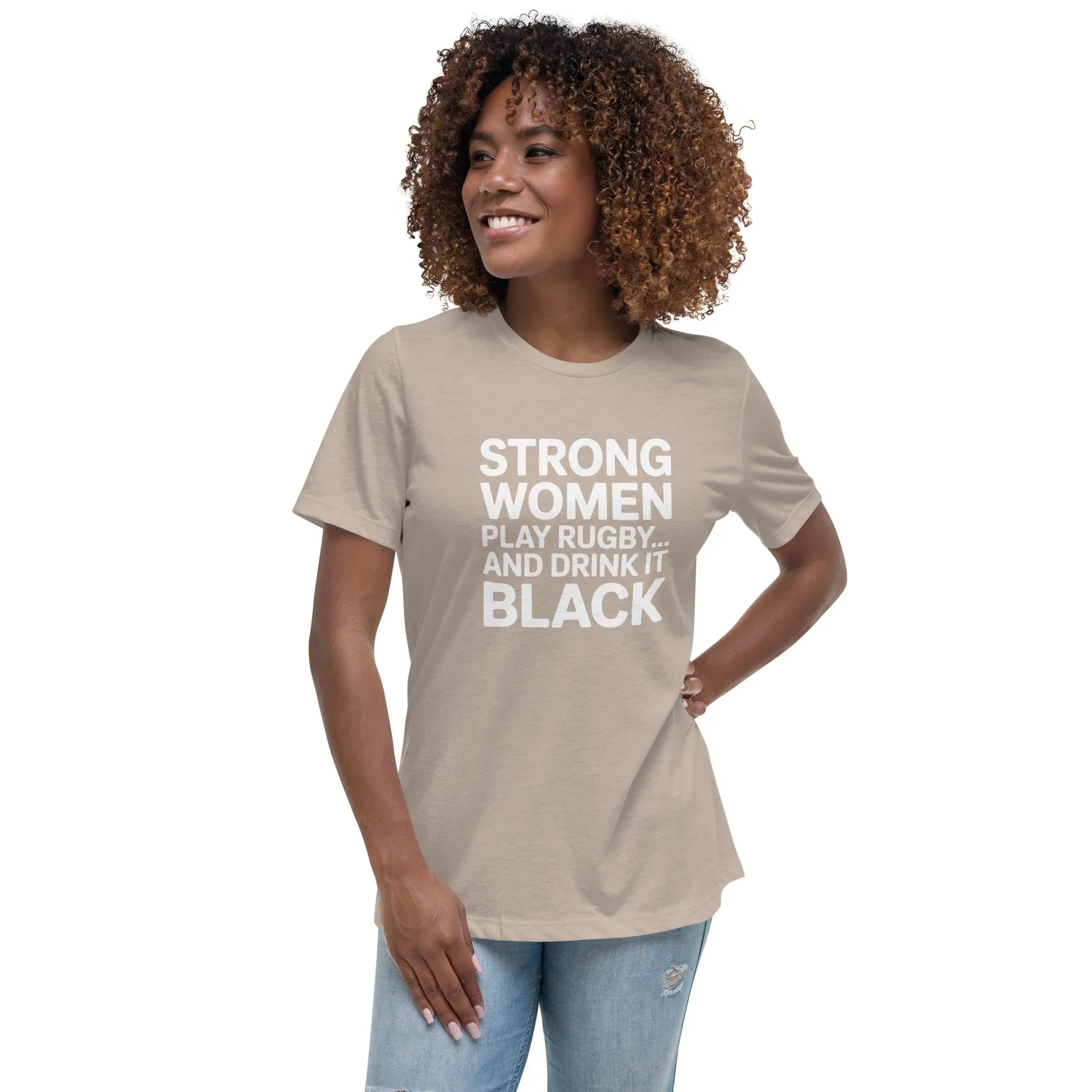 Strong Women Play Rugby Tee – Bold Coffee Lover Print - RaZits