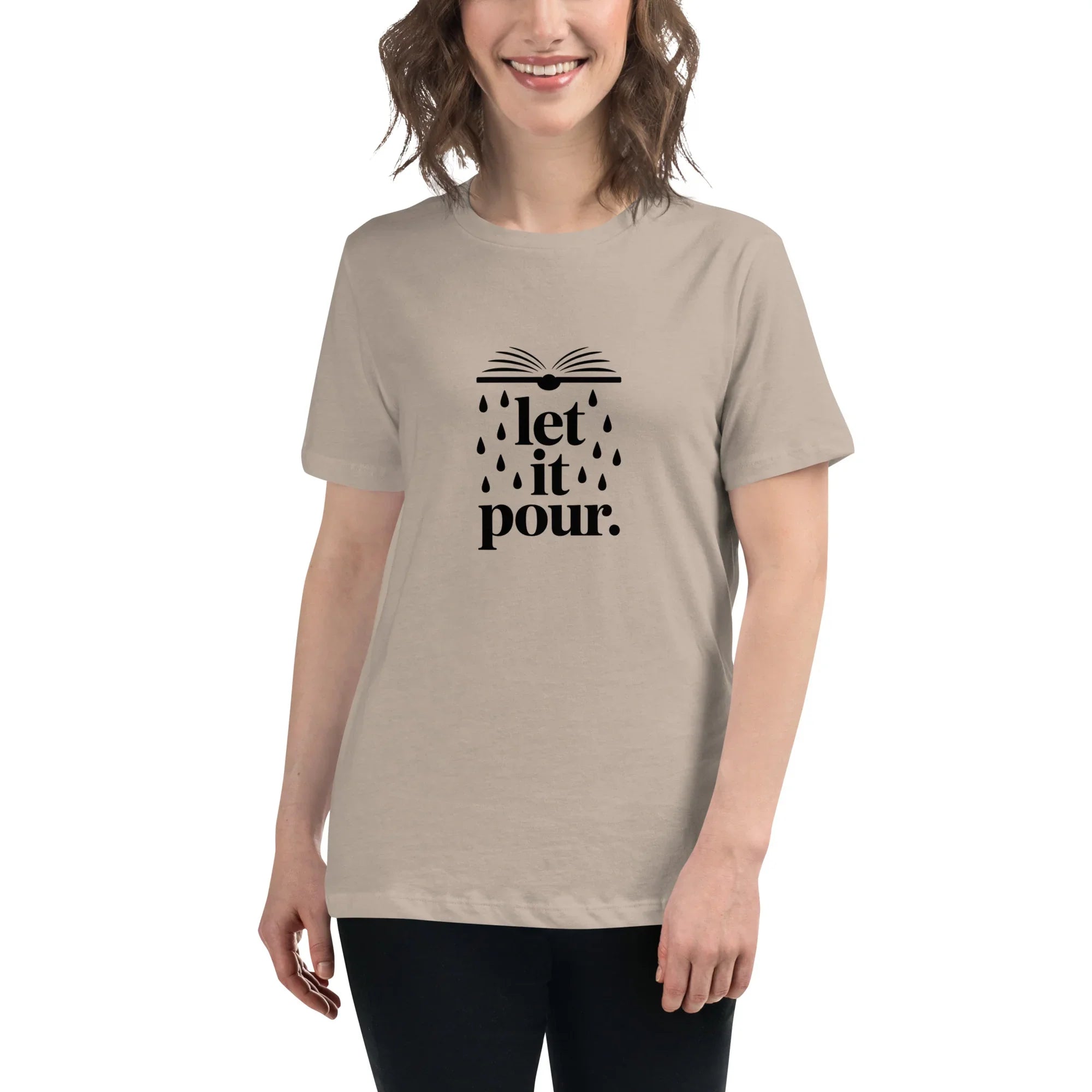 Let It Pour T-Shirt – Book Lover Rainfall Tee for Women - RaZits
