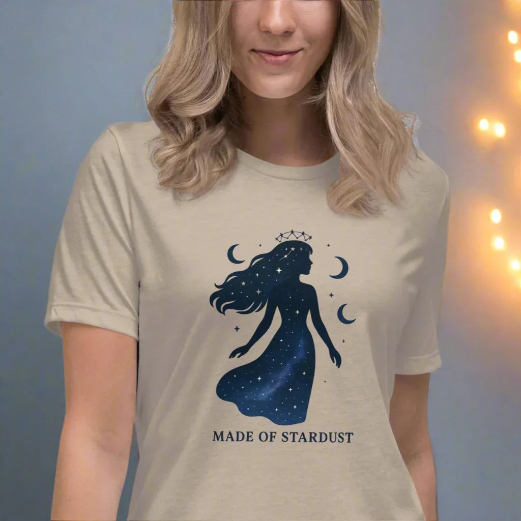Made of Stardust T-Shirt – Cosmic Goddess Silhouette - RaZits