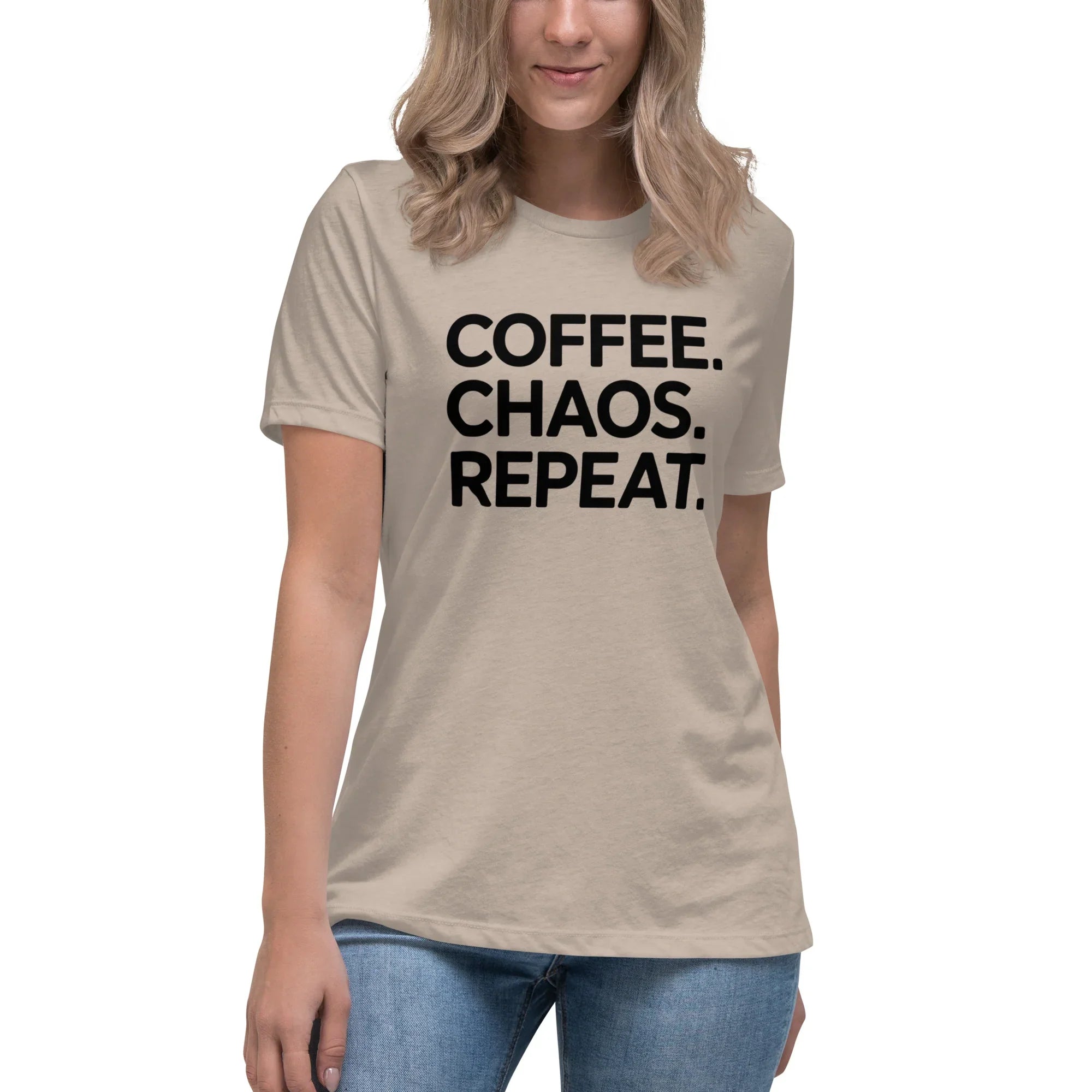 Coffee Chaos Repeat Tee – Bold Black Statement - RaZits