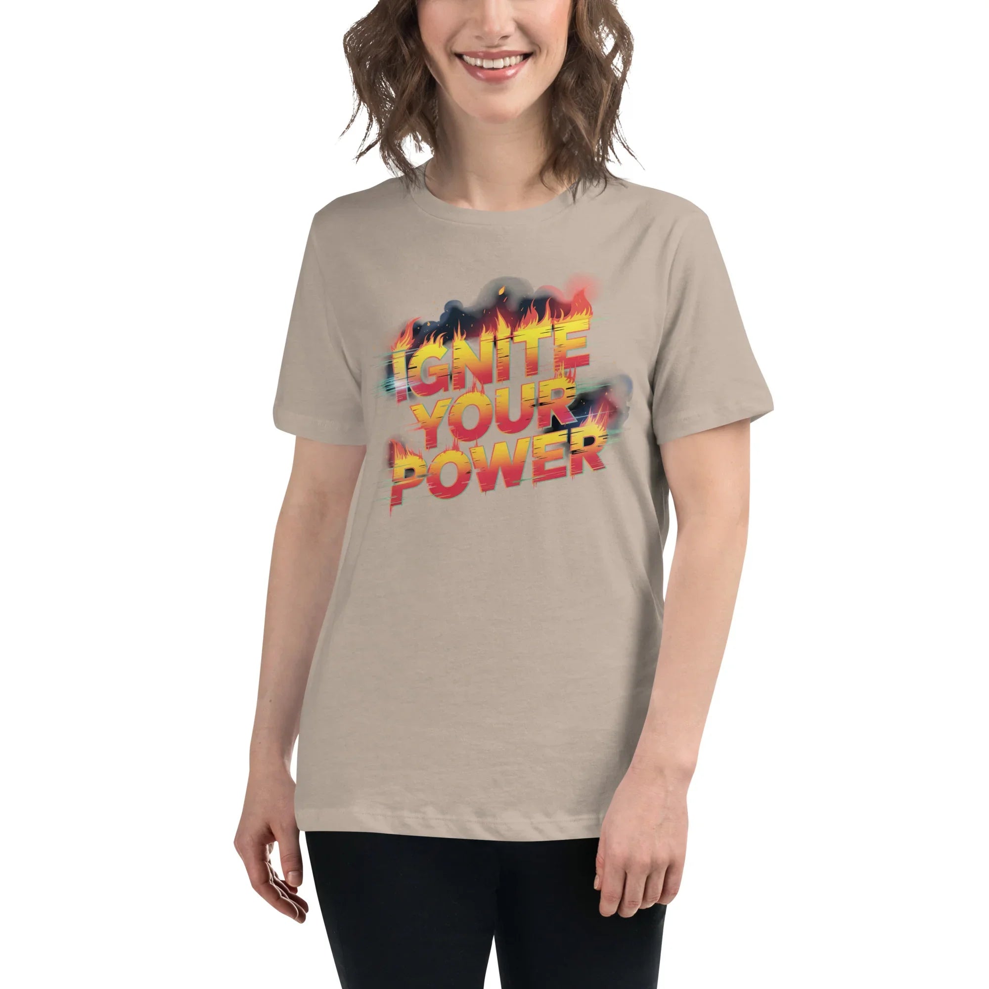 Ignite Your Power T Shirt – Bold Girl Power Tee with Red & Yellow Flames - RaZits