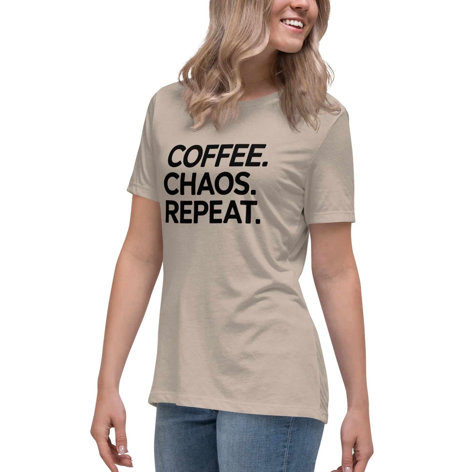 Coffee Chaos Repeat Tee – Bold Black Statement - RaZits