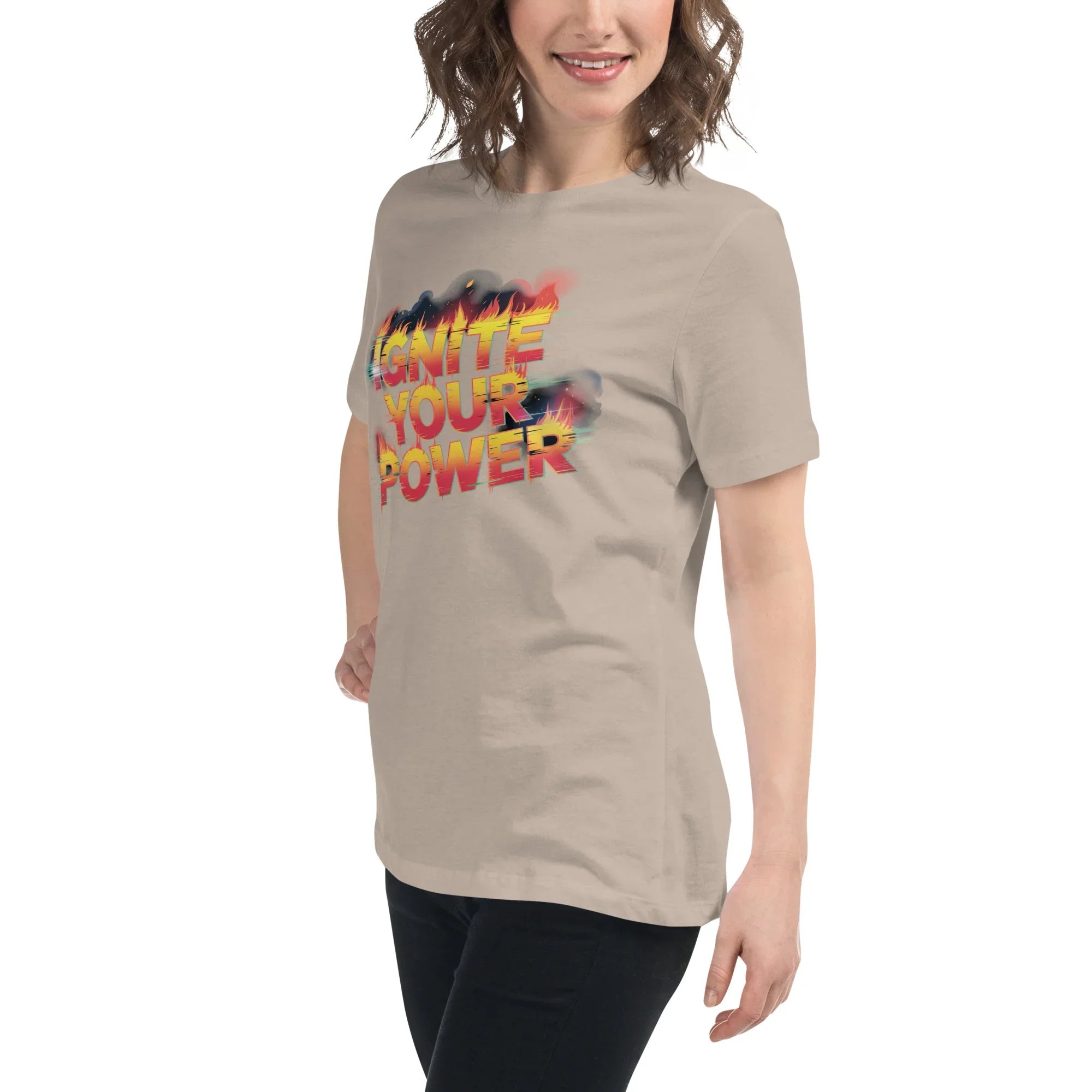 Ignite Your Power T Shirt – Bold Girl Power Tee with Red & Yellow Flames - RaZits