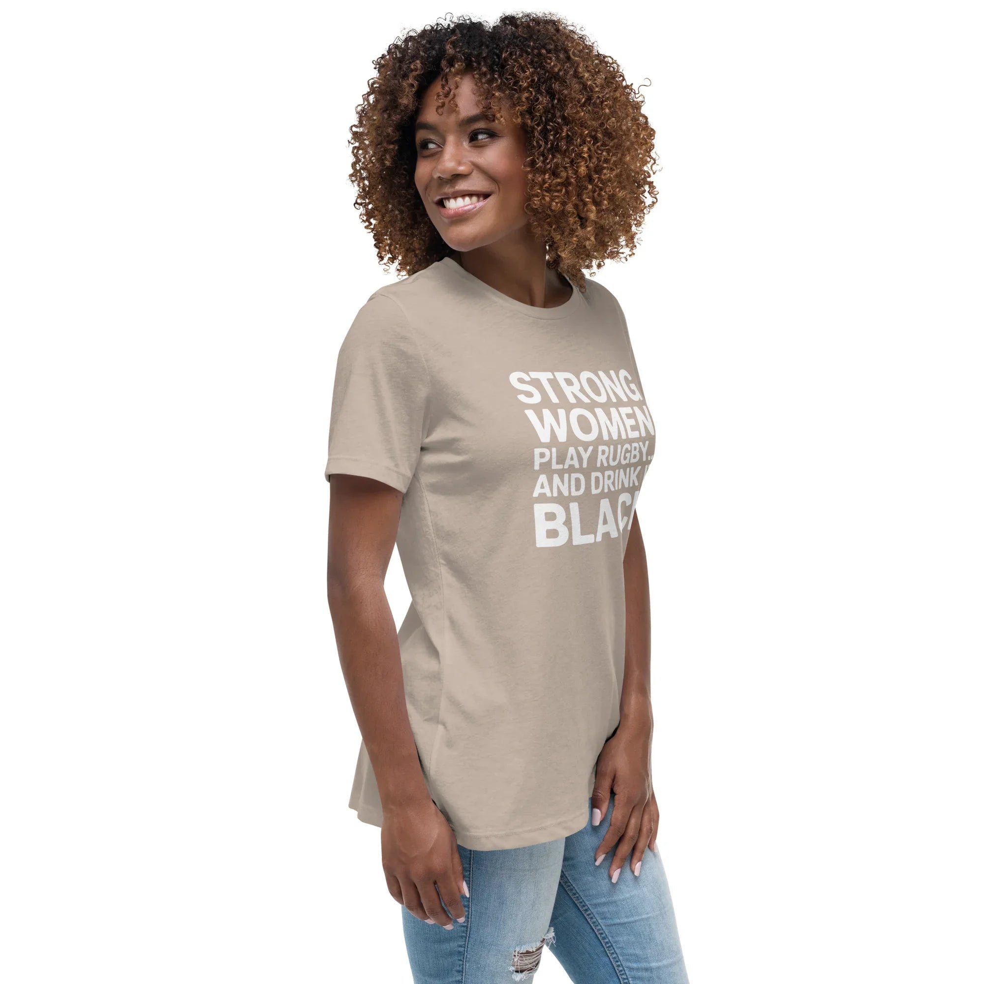Strong Women Play Rugby Tee – Bold Coffee Lover Print - RaZits