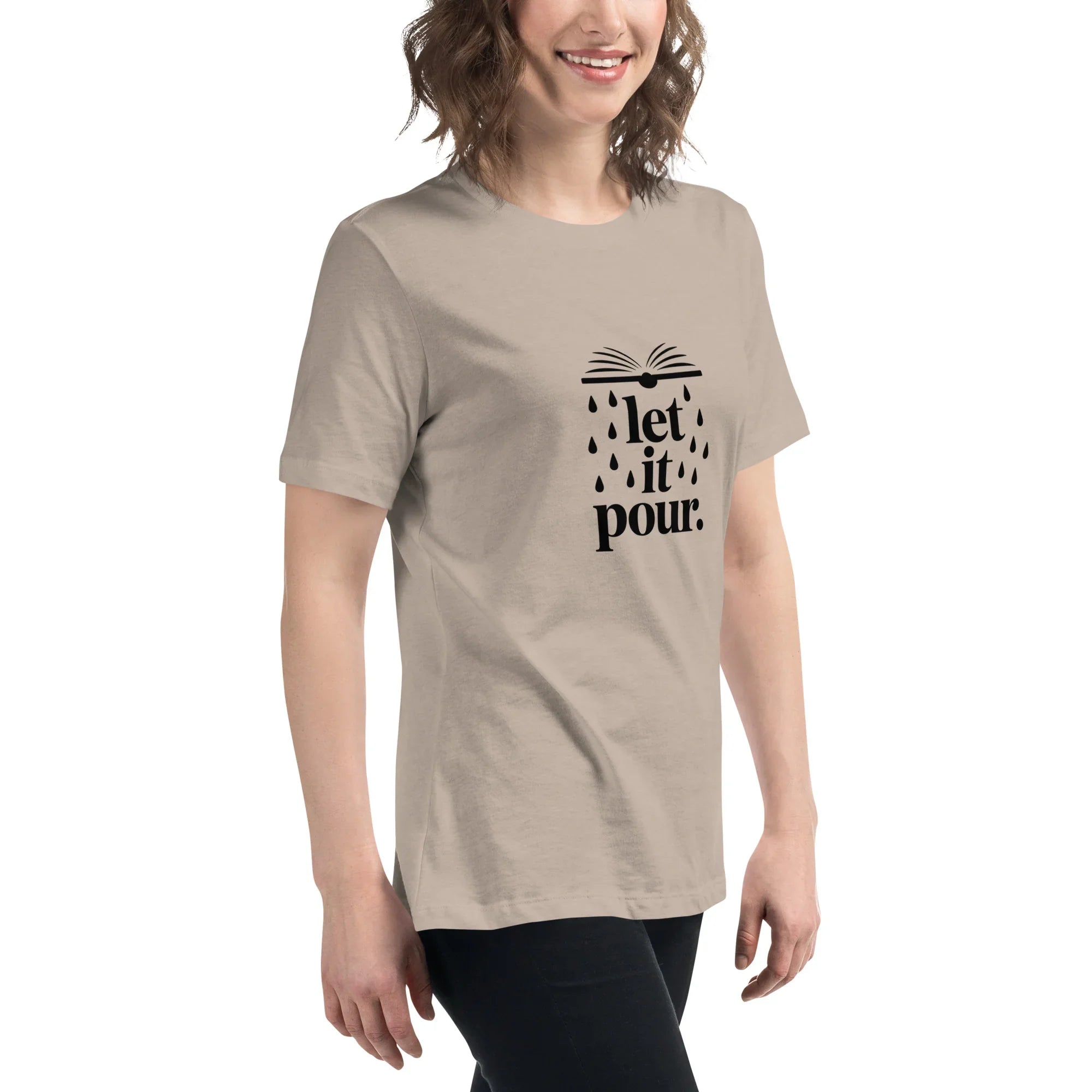 Let It Pour T-Shirt – Book Lover Rainfall Tee for Women - RaZits