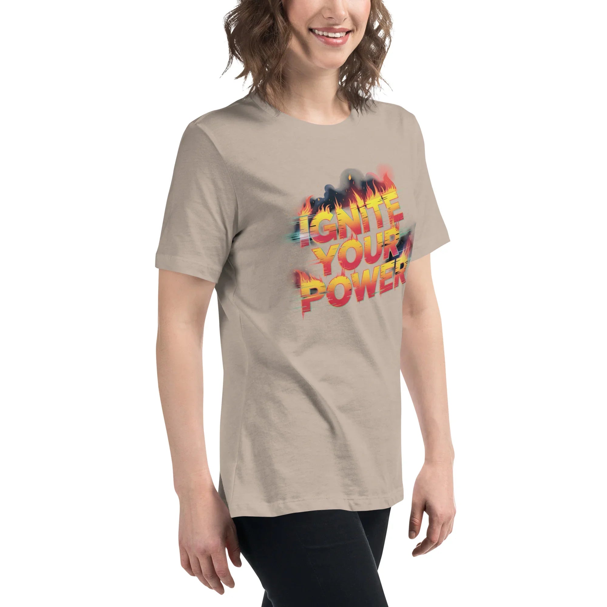 Ignite Your Power T Shirt – Bold Girl Power Tee with Red & Yellow Flames - RaZits