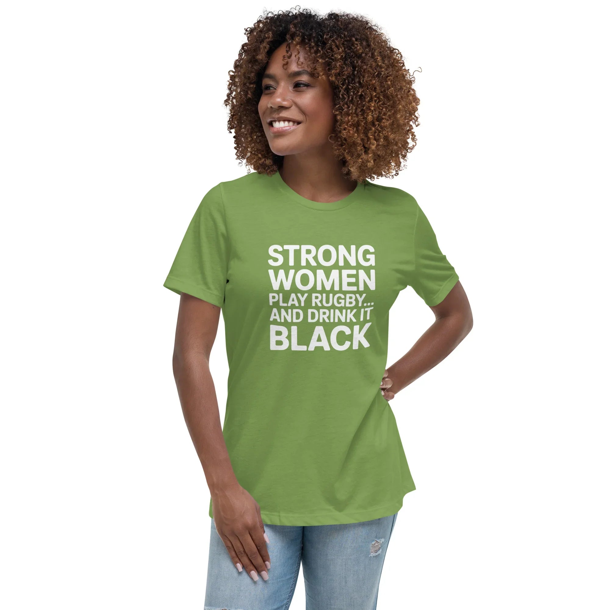 Strong Women Play Rugby Tee – Bold Coffee Lover Print - RaZits