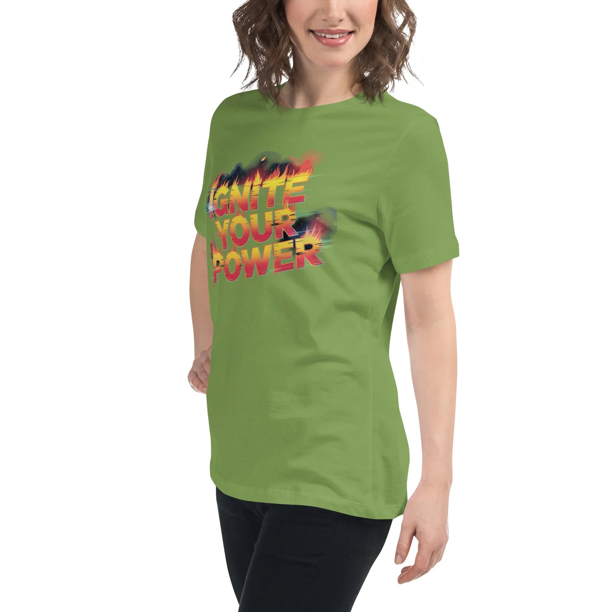 Ignite Your Power T Shirt – Bold Girl Power Tee with Red & Yellow Flames - RaZits