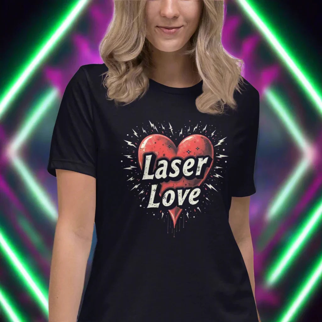 Laser Love Tee – Neon Pink Digital Art Shirt - RaZits