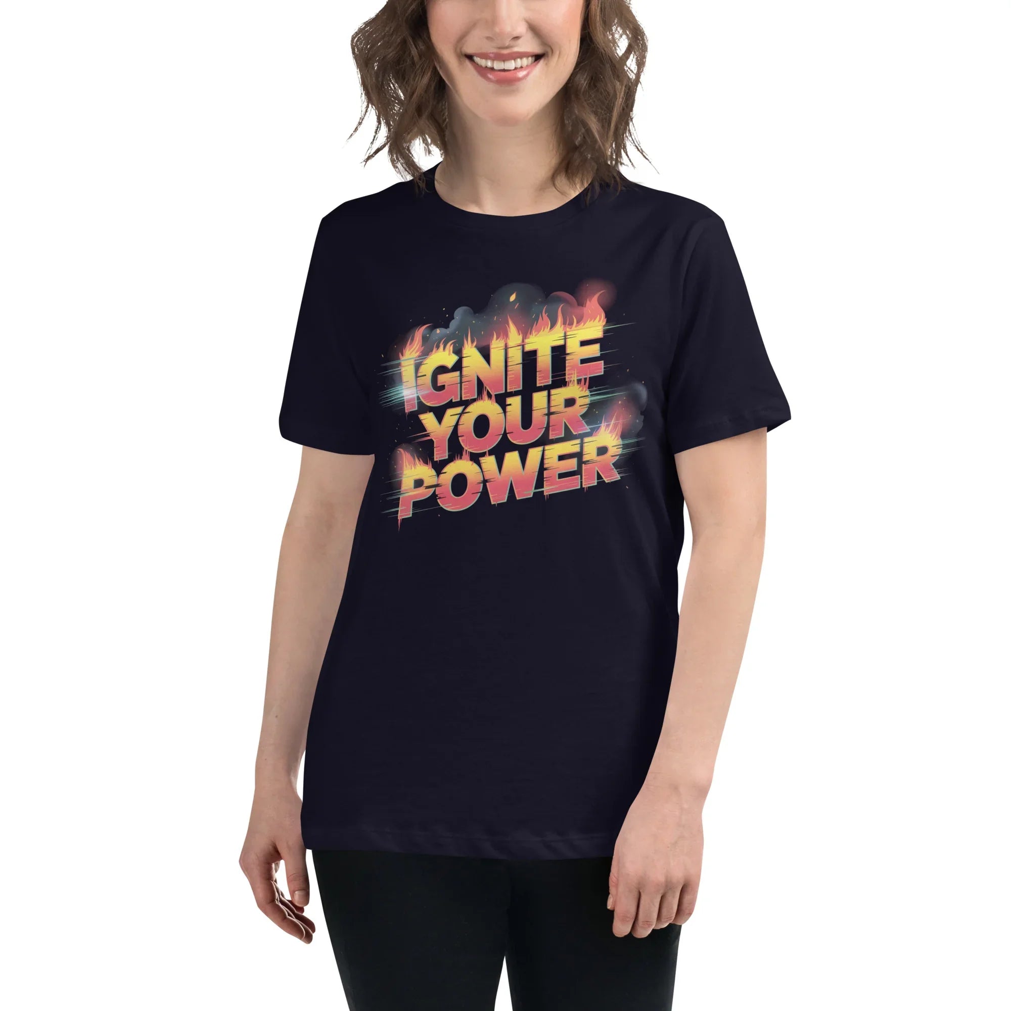 Ignite Your Power T Shirt – Bold Girl Power Tee with Red & Yellow Flames - RaZits