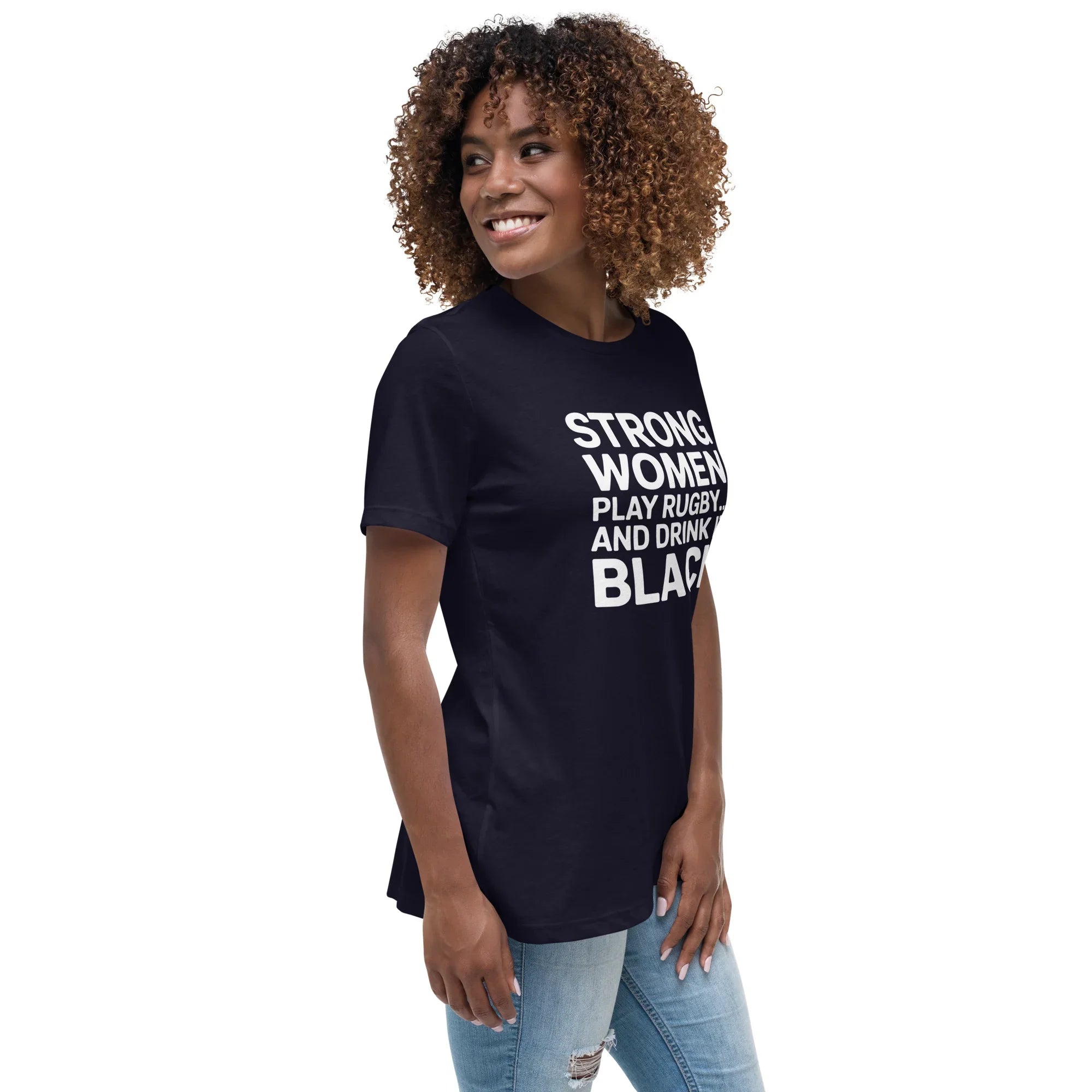 Strong Women Play Rugby Tee – Bold Coffee Lover Print - RaZits