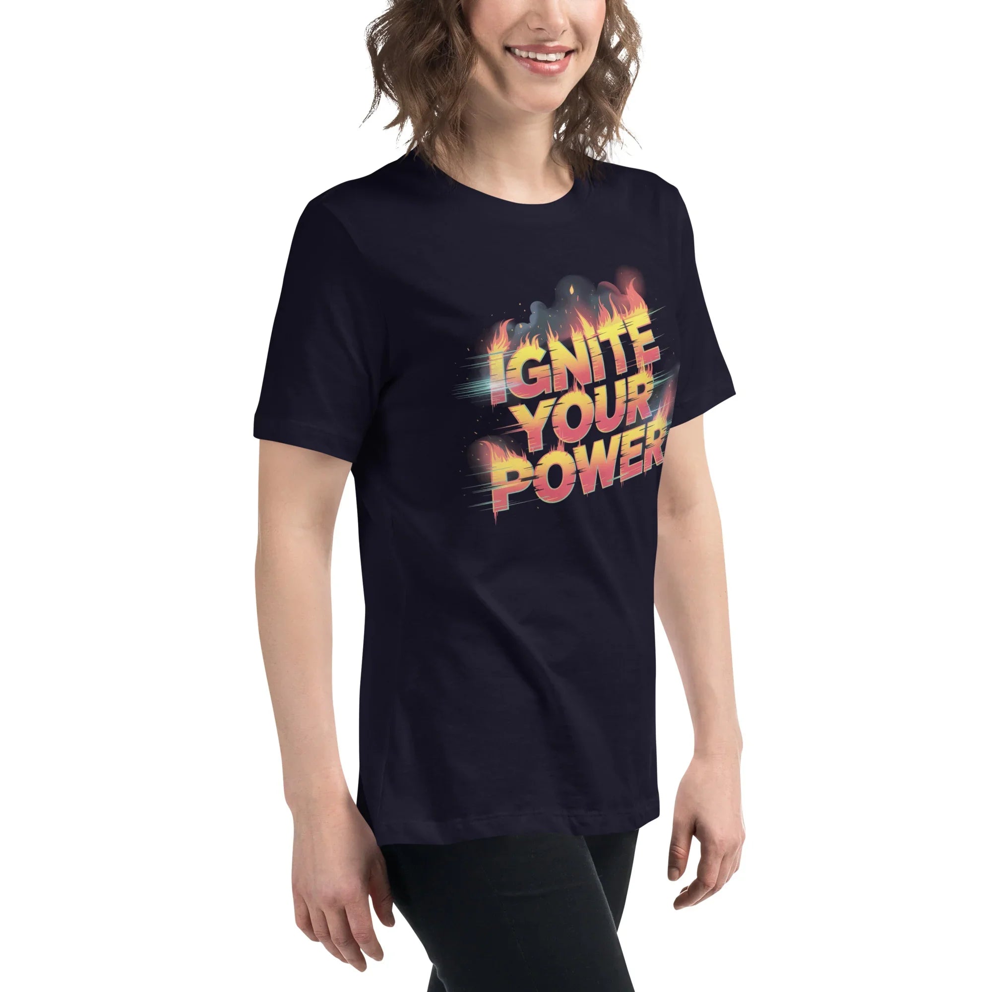 Ignite Your Power T Shirt – Bold Girl Power Tee with Red & Yellow Flames - RaZits