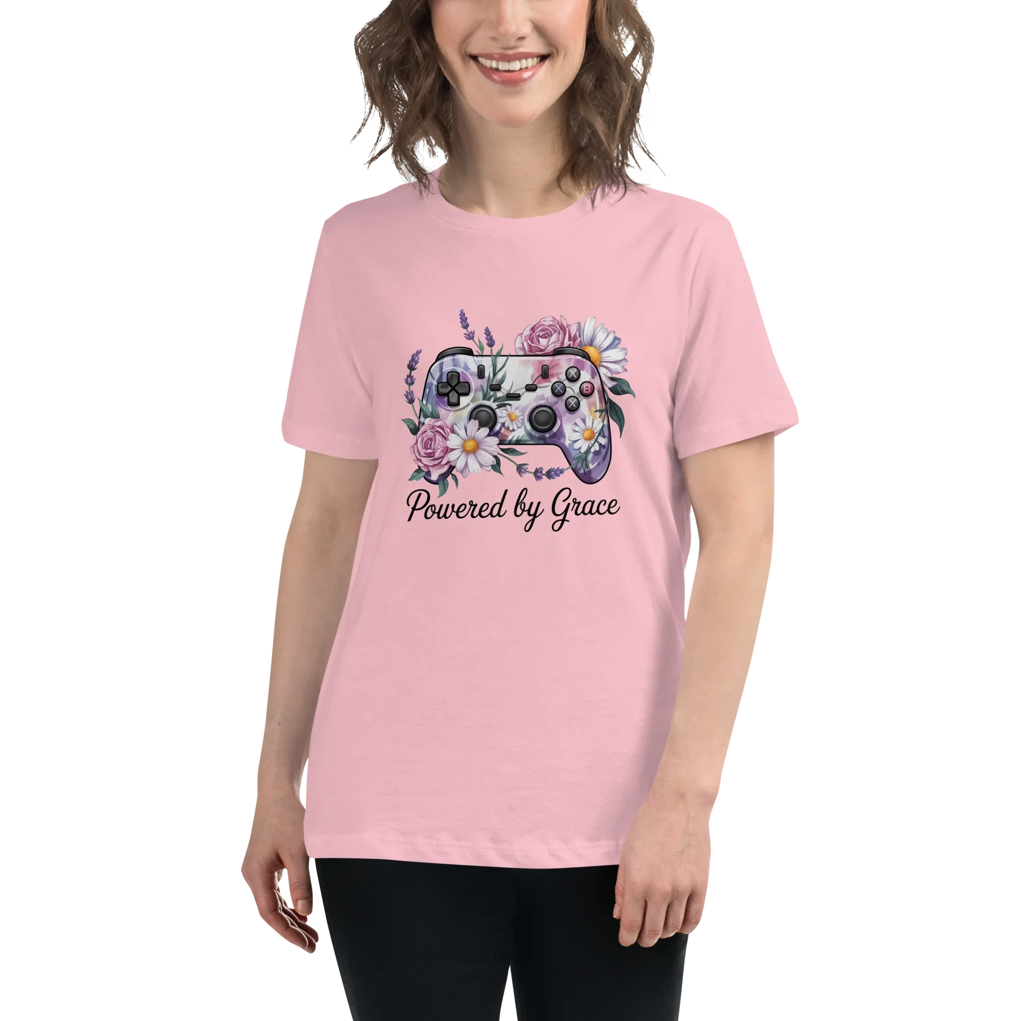 Floral Controller Tee – Powered by Grace Gamer Shirt - RaZits
