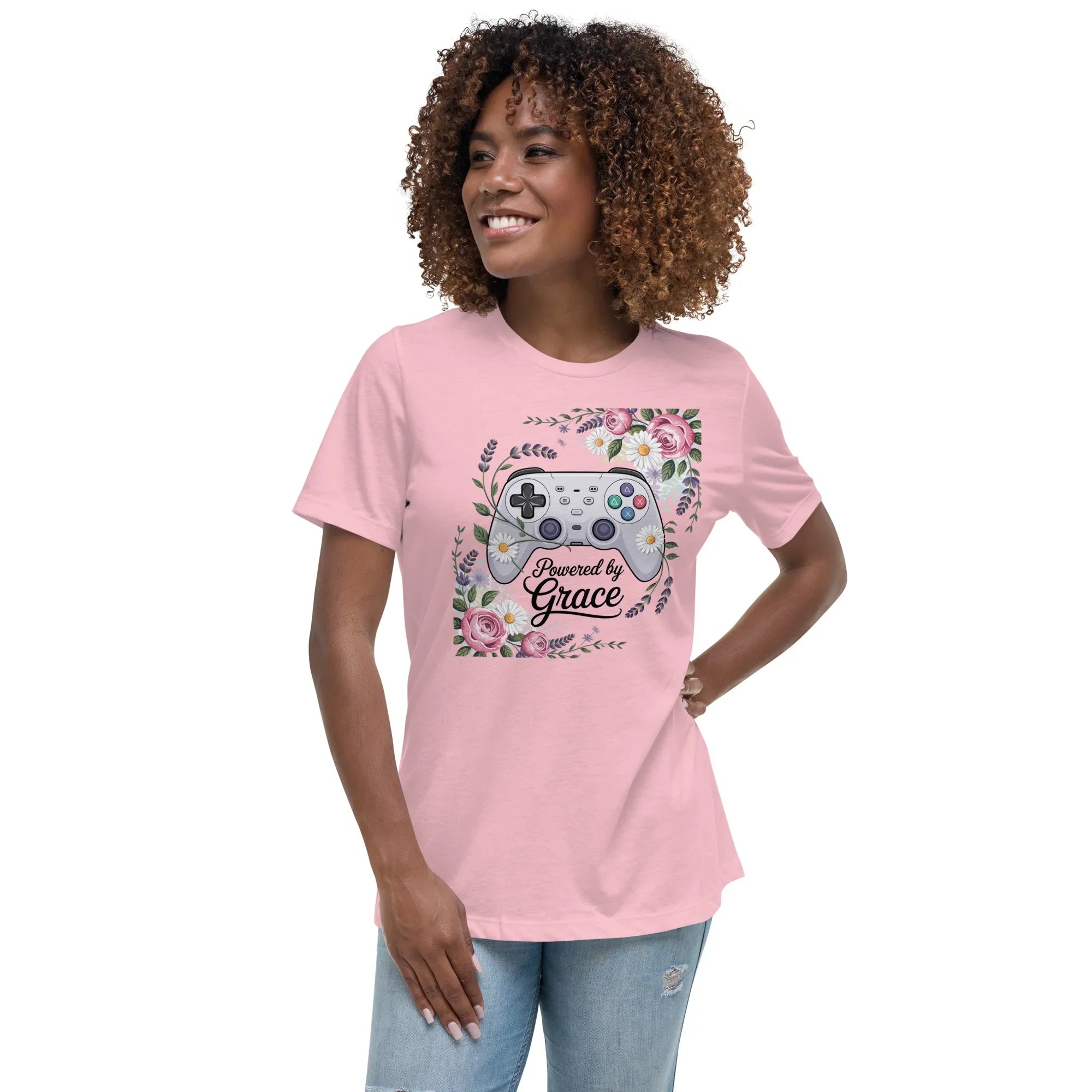 Powered by Grace Shirt – Floral Gamer Girl Tee - RaZits