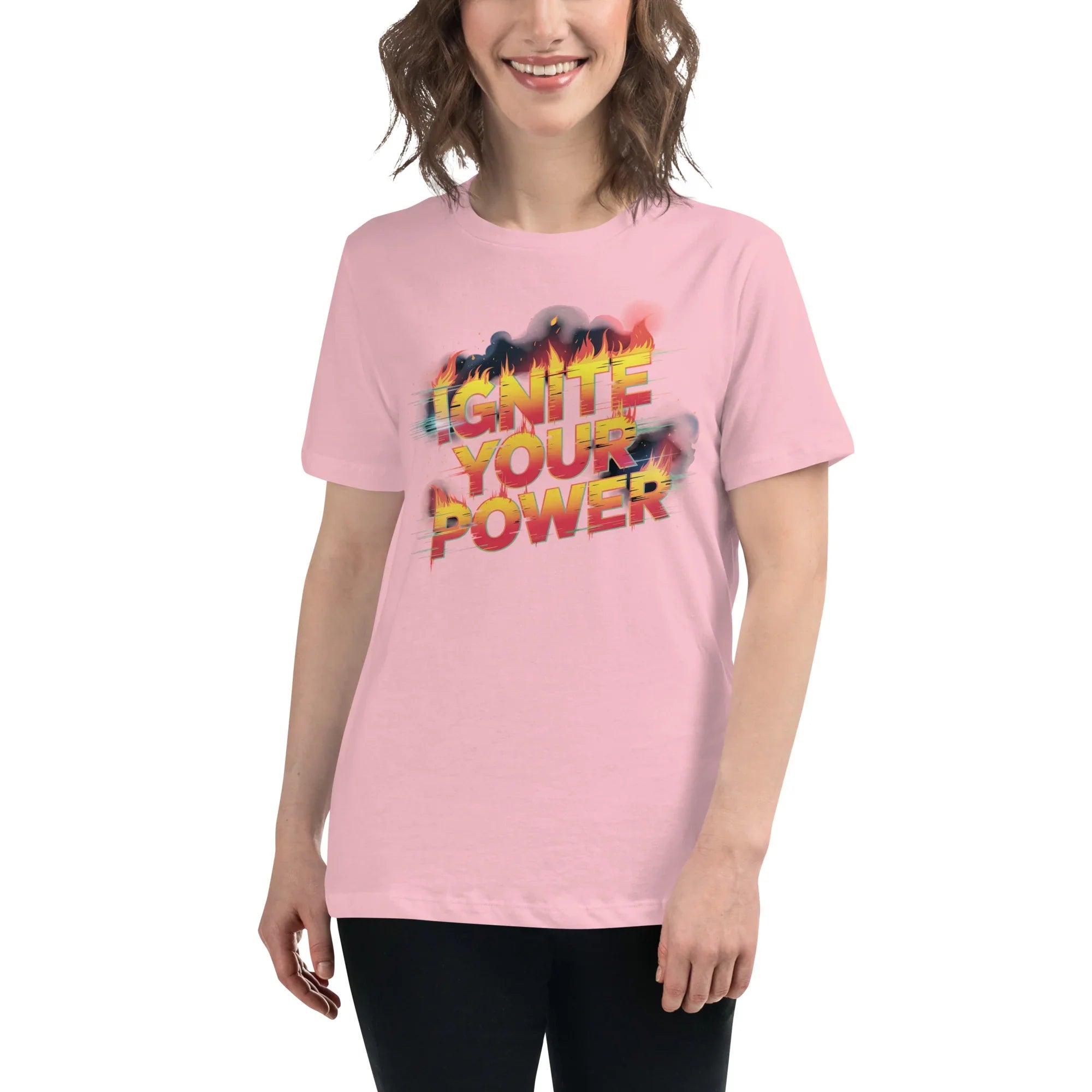 Ignite Your Power T Shirt – Bold Girl Power Tee with Red & Yellow Flames - RaZits