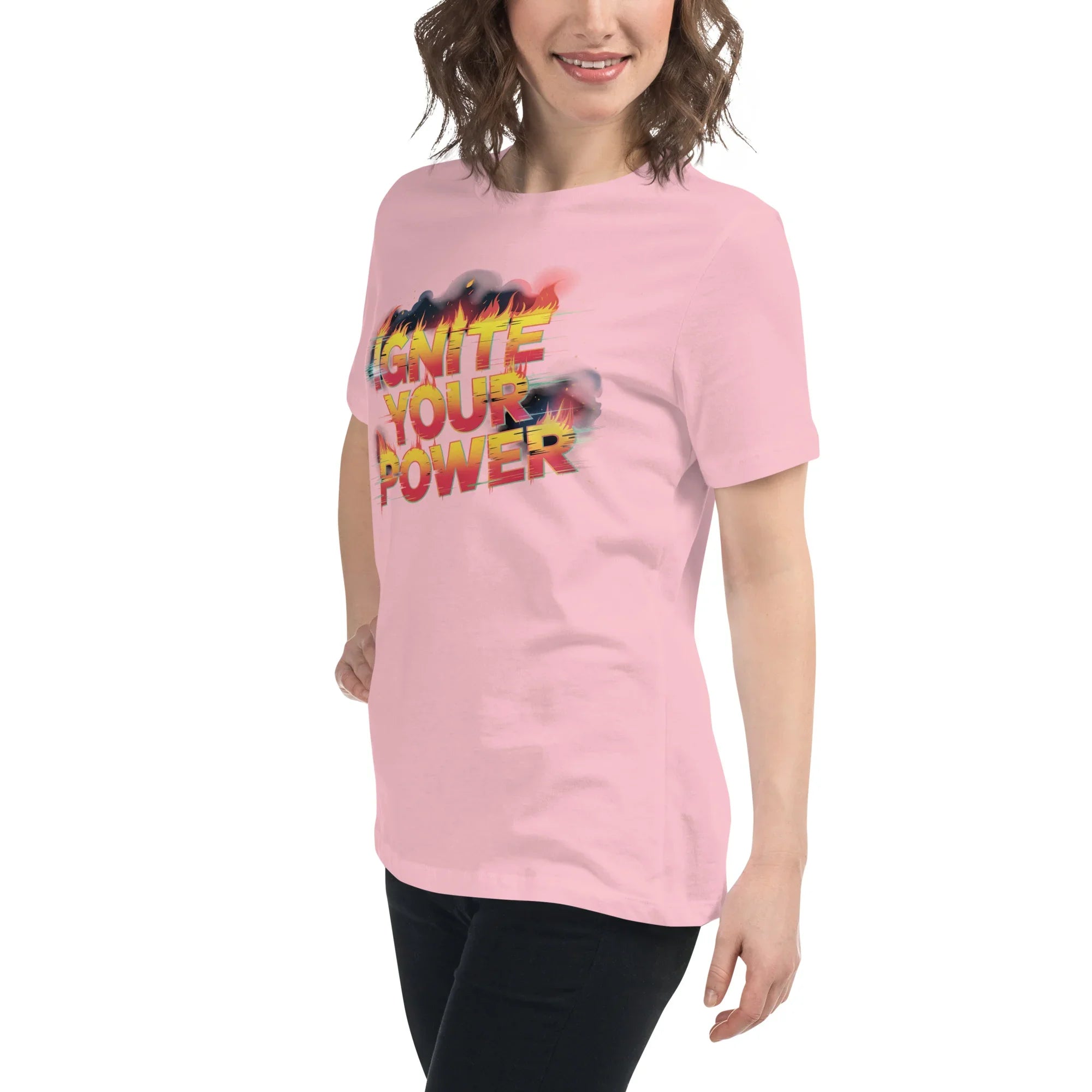 Ignite Your Power T Shirt – Bold Girl Power Tee with Red & Yellow Flames - RaZits