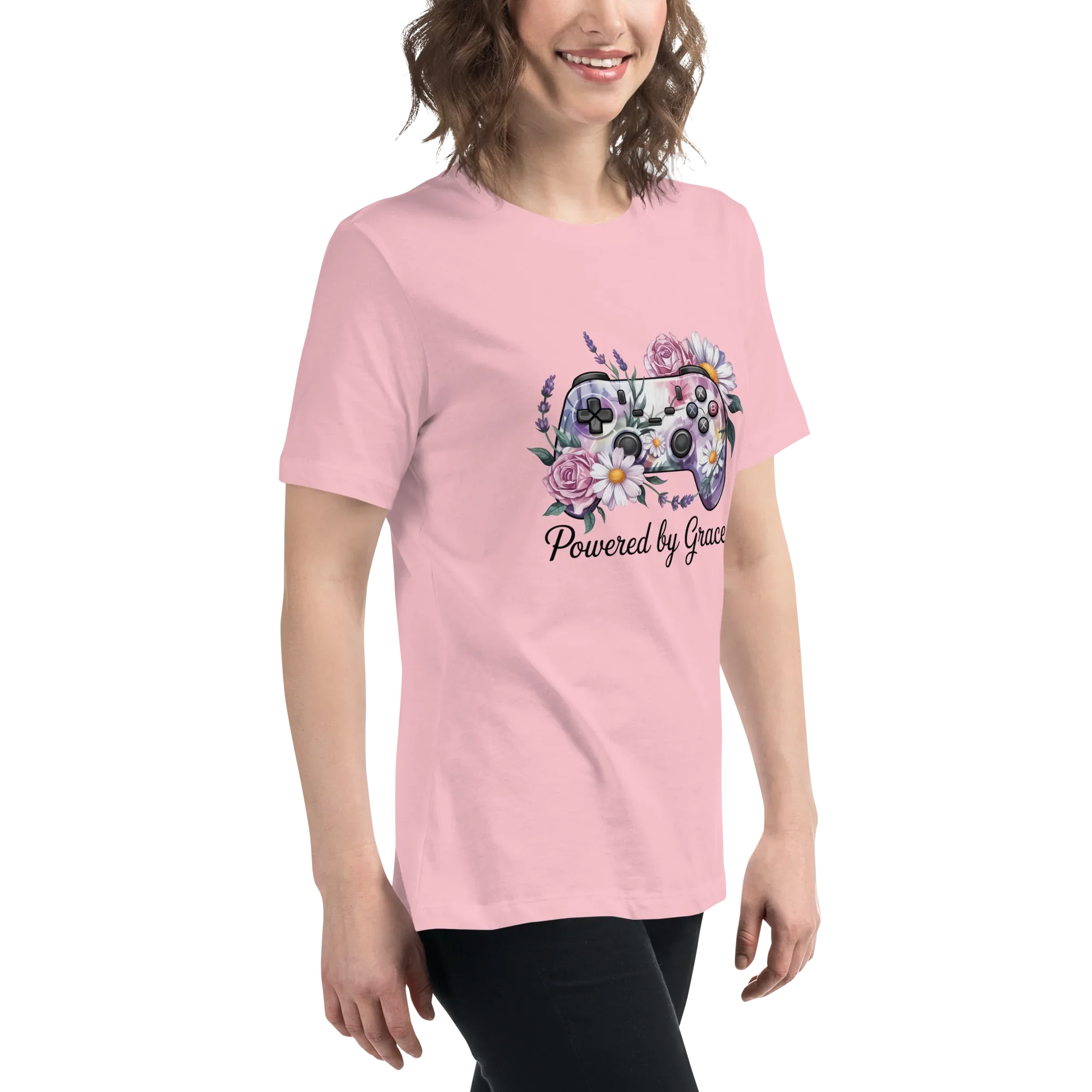 Floral Controller Tee – Powered by Grace Gamer Shirt - RaZits