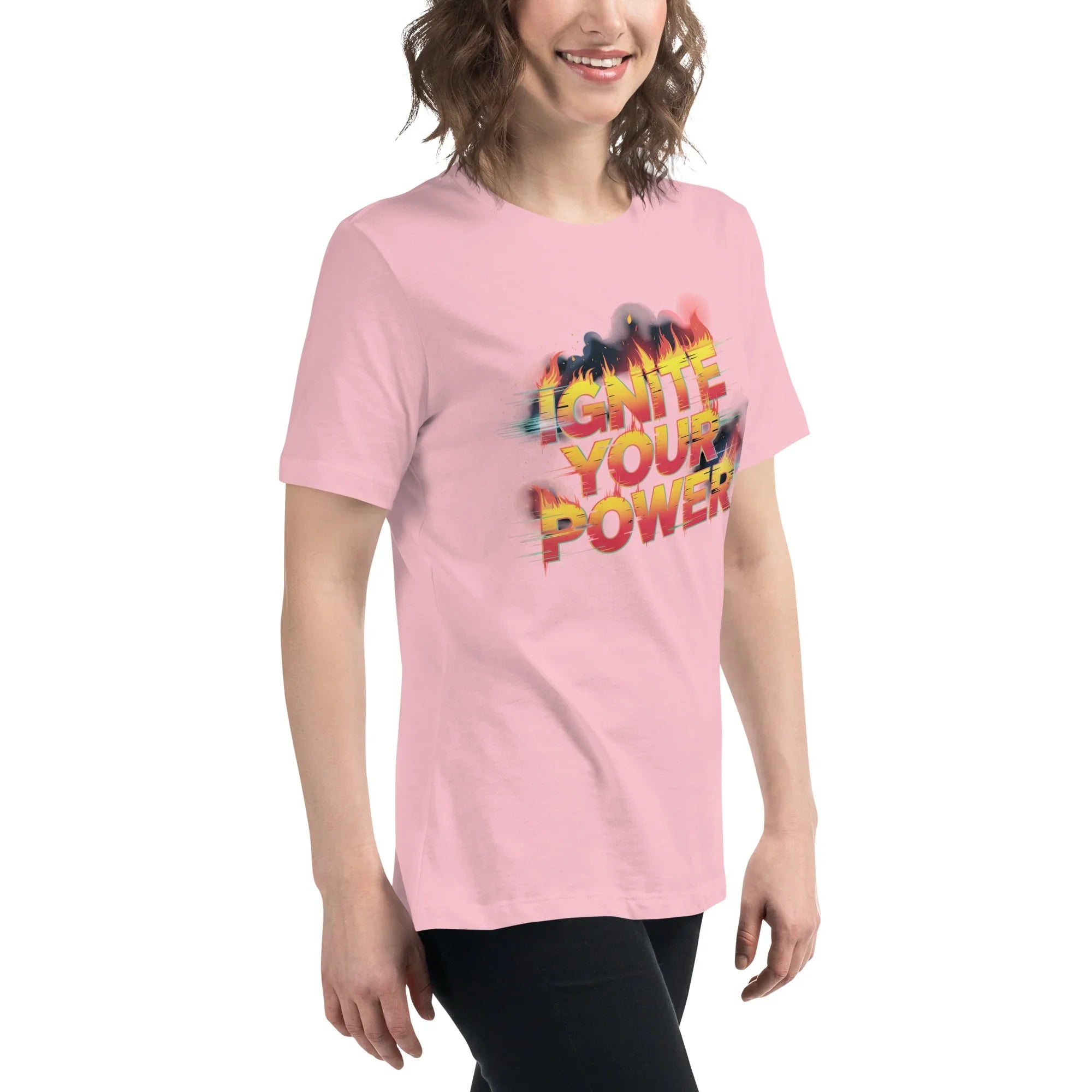 Ignite Your Power T Shirt – Bold Girl Power Tee with Red & Yellow Flames - RaZits