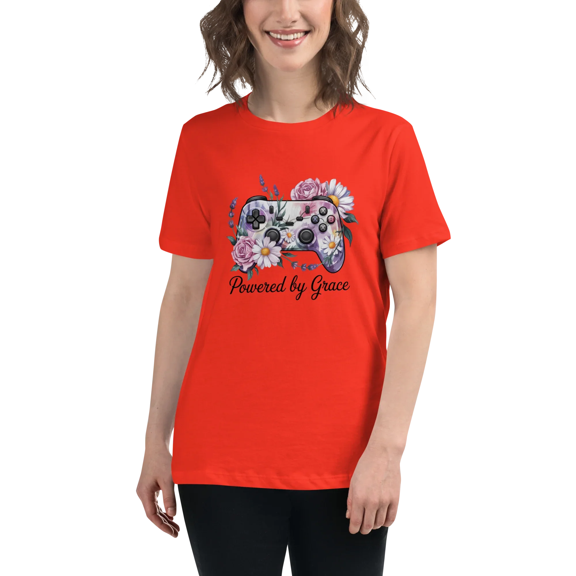 Floral Controller Tee – Powered by Grace Gamer Shirt - RaZits