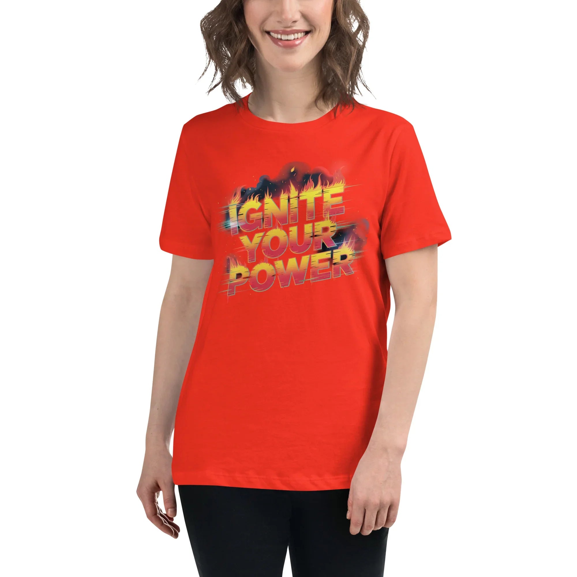 Ignite Your Power T Shirt – Bold Girl Power Tee with Red & Yellow Flames - RaZits