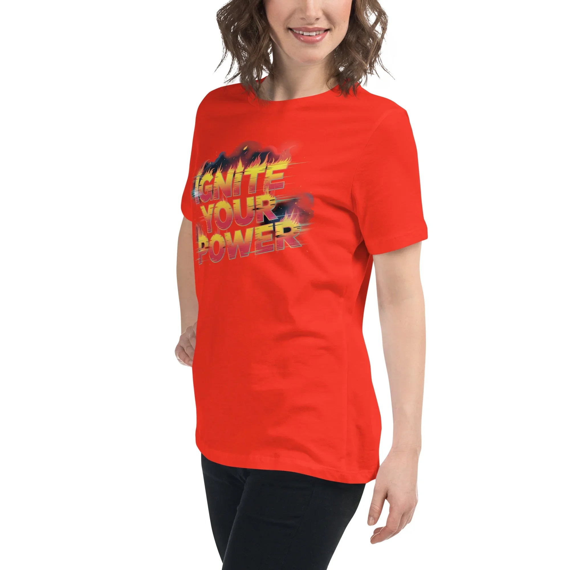 Ignite Your Power T Shirt – Bold Girl Power Tee with Red & Yellow Flames - RaZits