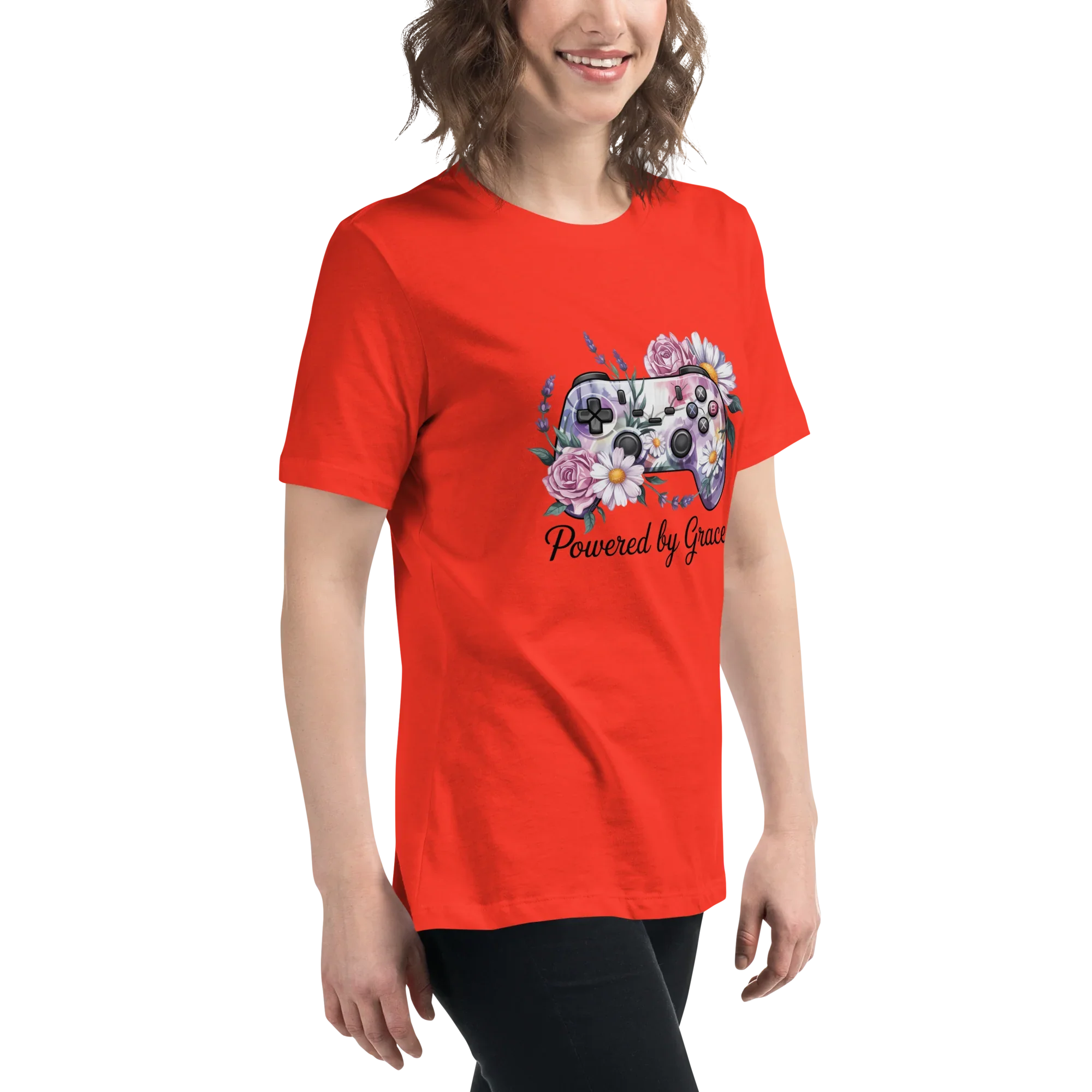 Floral Controller Tee – Powered by Grace Gamer Shirt - RaZits
