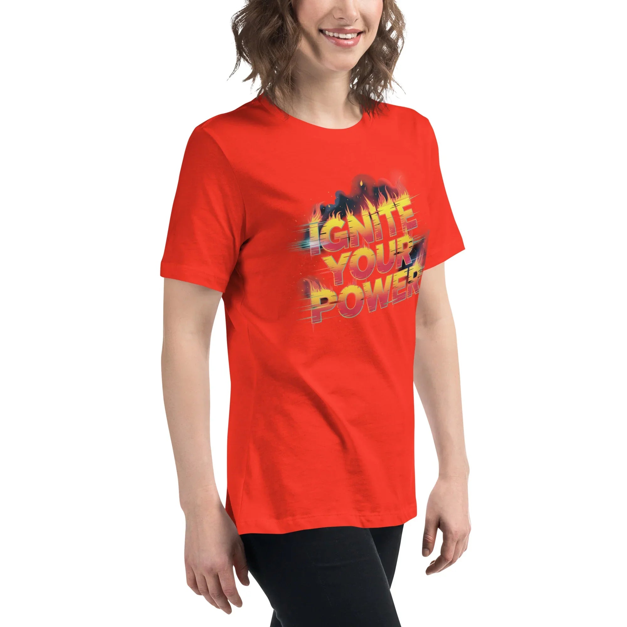 Ignite Your Power T Shirt – Bold Girl Power Tee with Red & Yellow Flames - RaZits