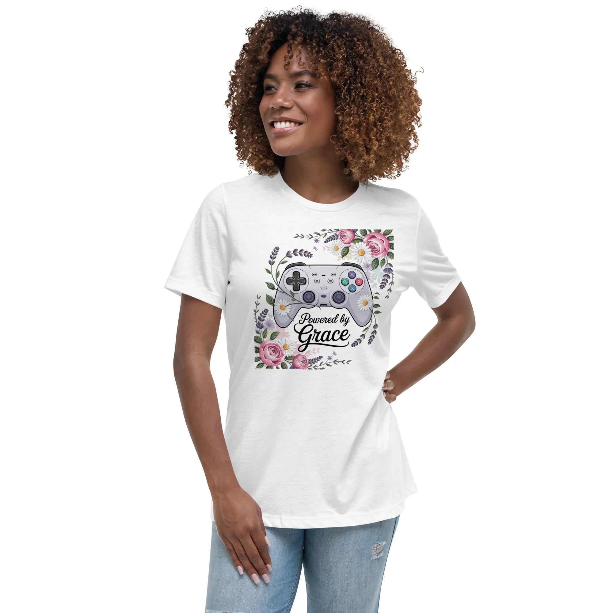 Powered by Grace Shirt – Floral Gamer Girl Tee - RaZits