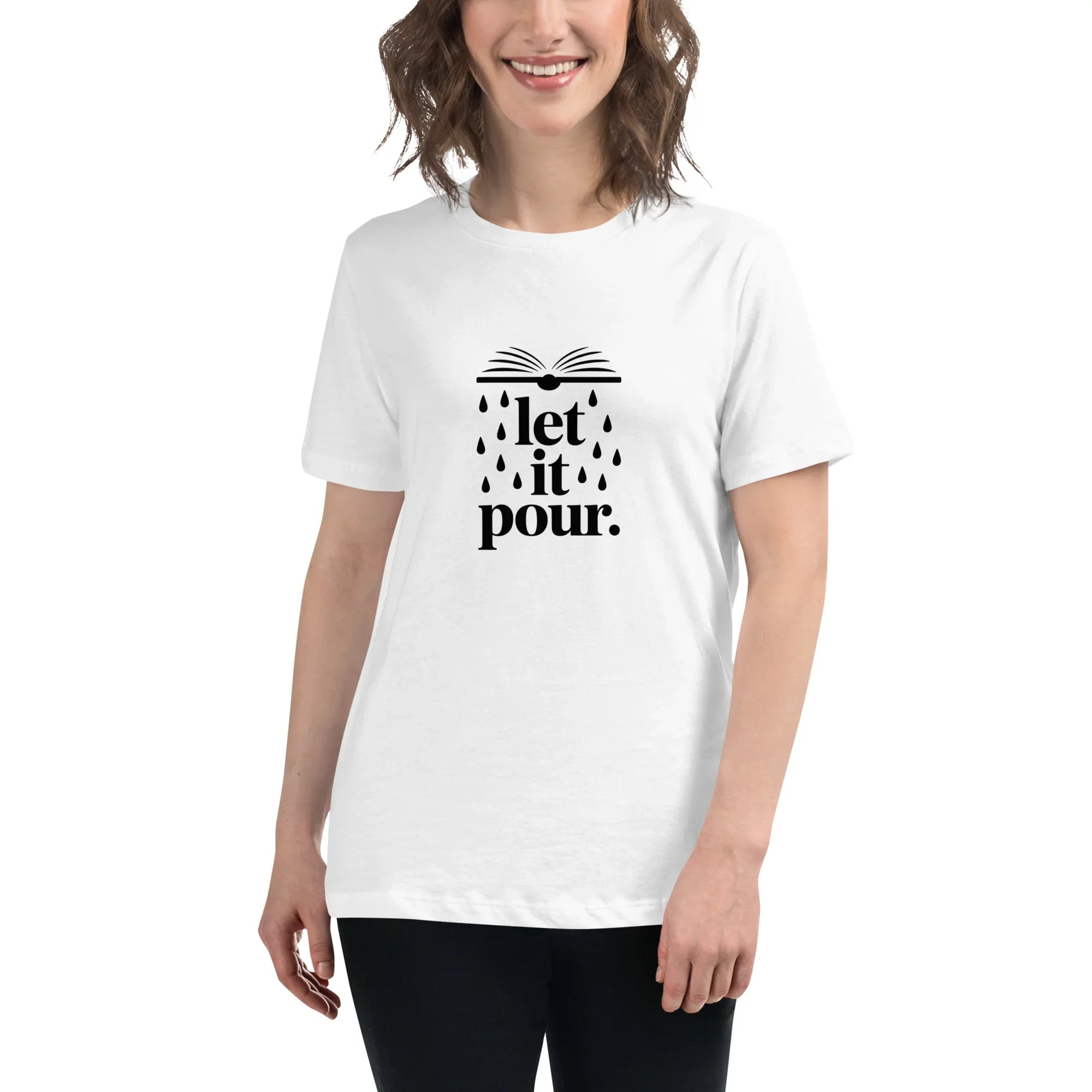Let It Pour T-Shirt – Book Lover Rainfall Tee for Women - RaZits