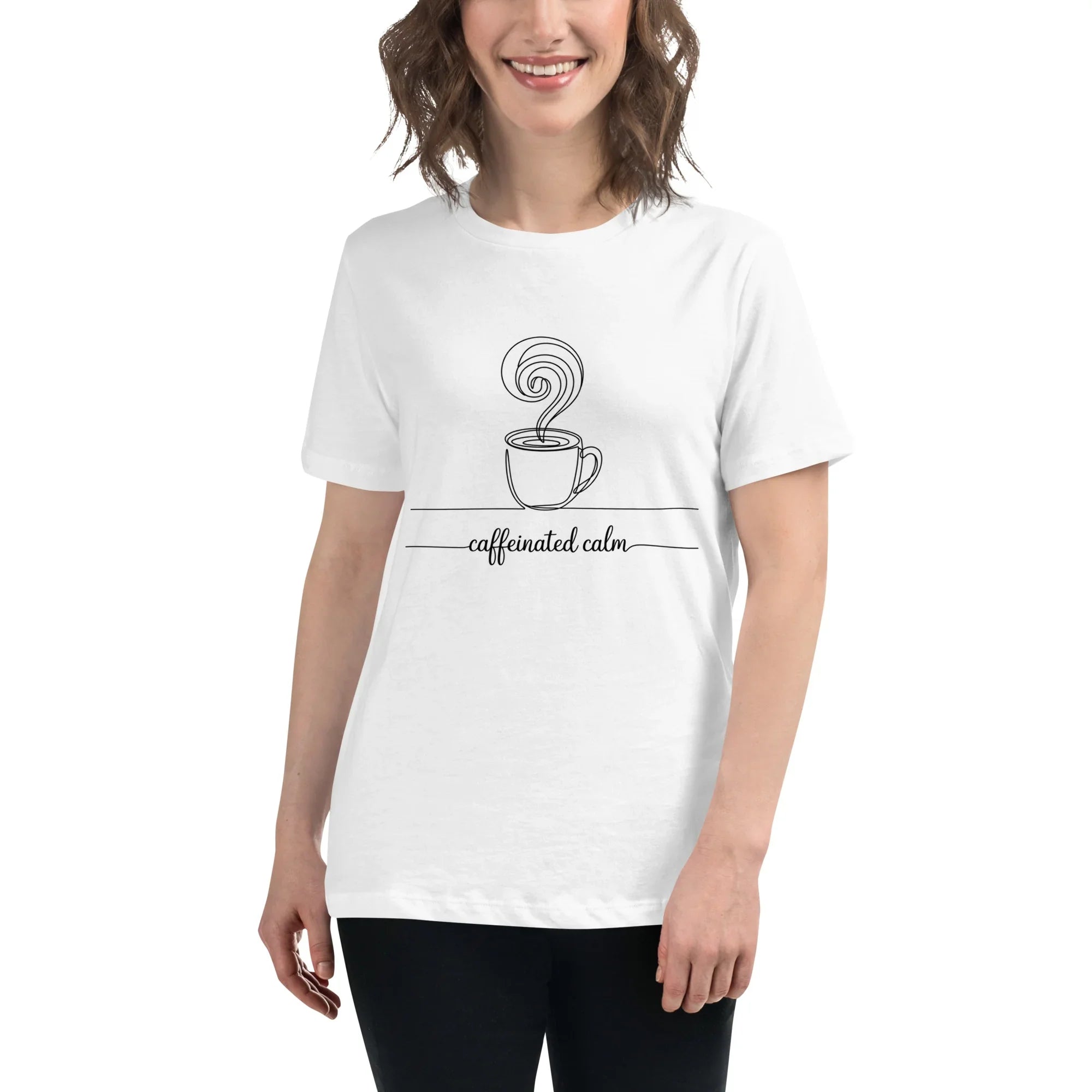 Caffeinated Calm Tee – Minimalist Coffee Line Art - RaZits