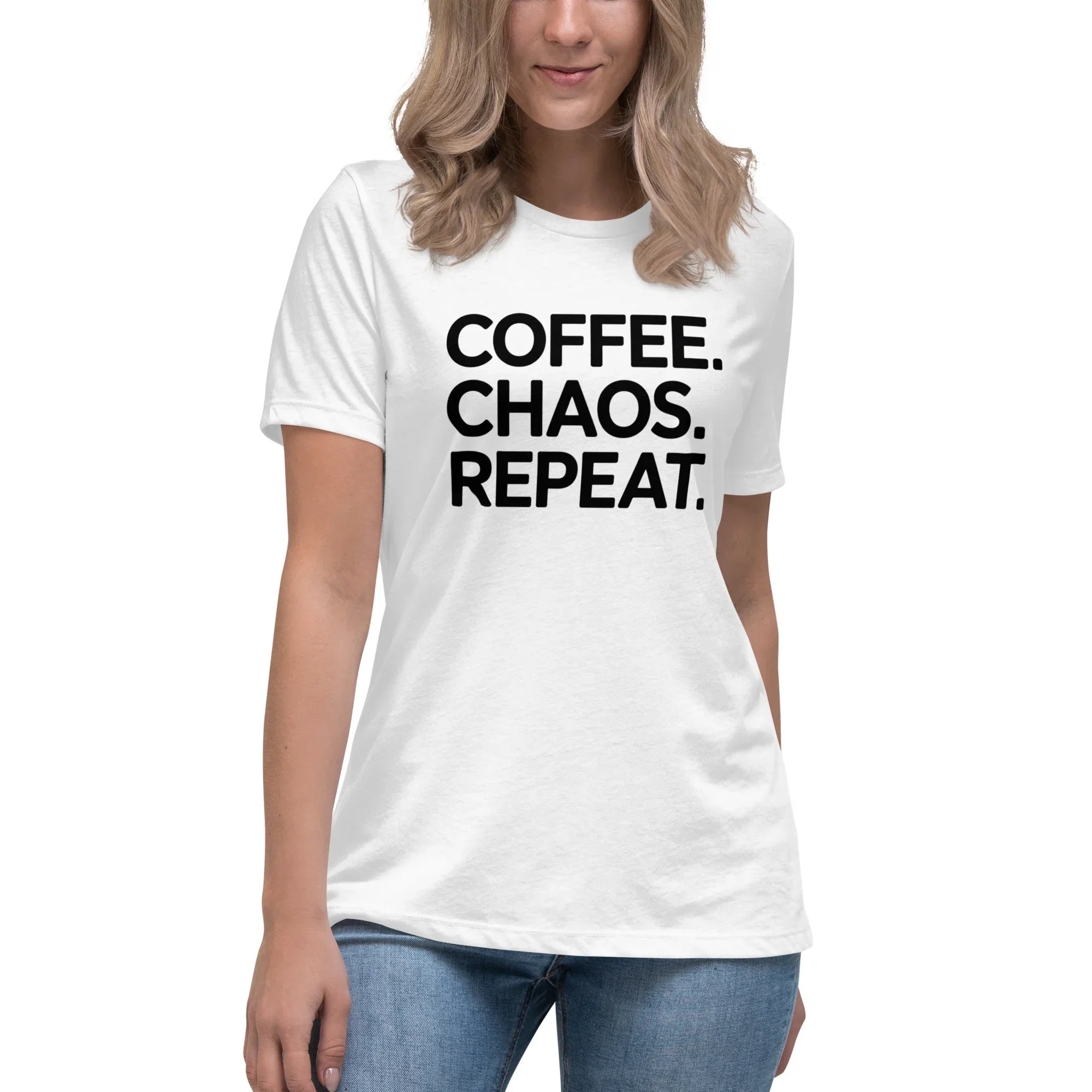 Coffee Chaos Repeat Tee – Bold Black Statement - RaZits