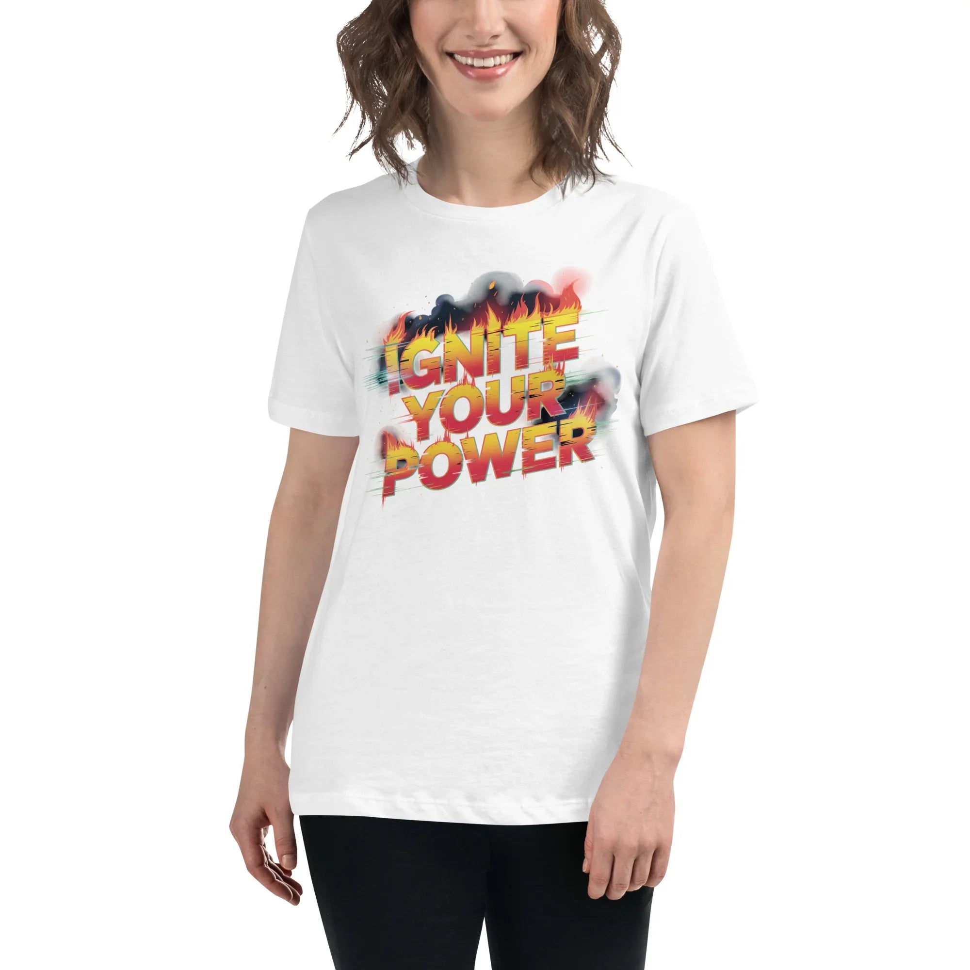 Ignite Your Power T Shirt – Bold Girl Power Tee with Red & Yellow Flames - RaZits