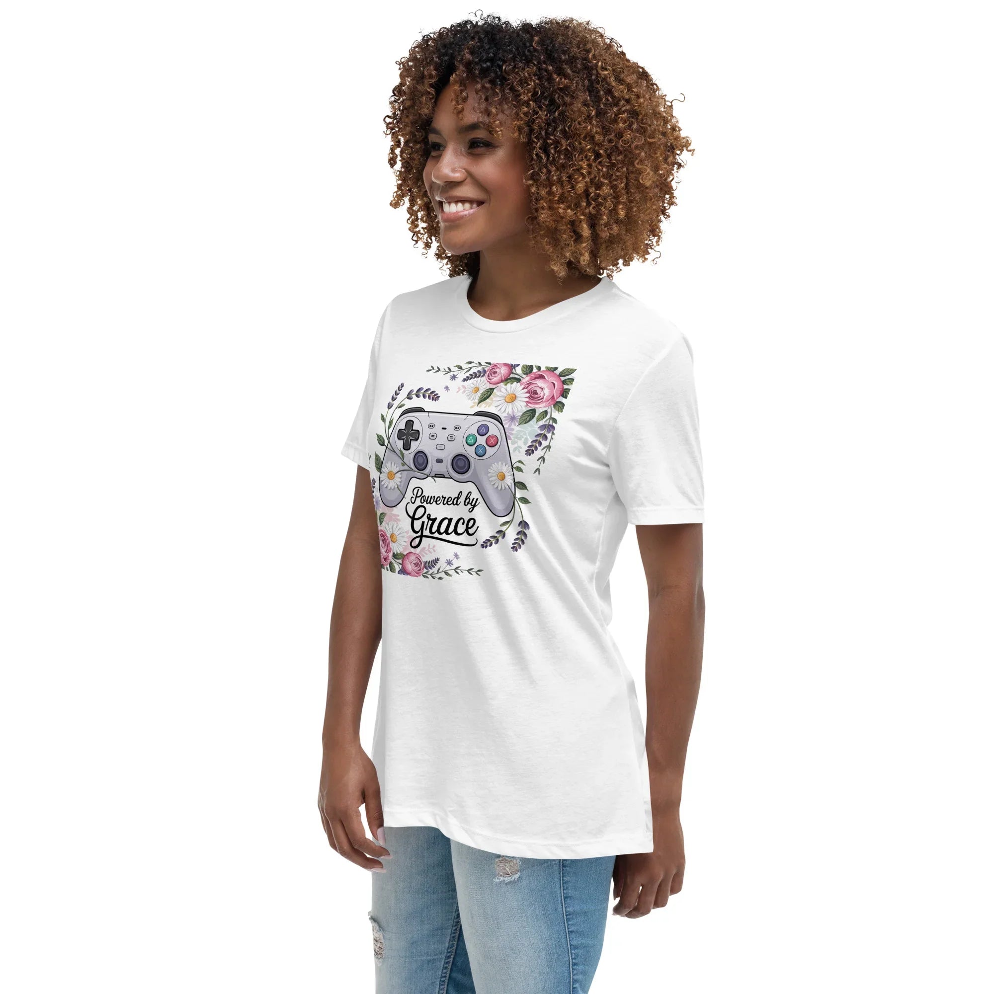 Powered by Grace Shirt – Floral Gamer Girl Tee - RaZits