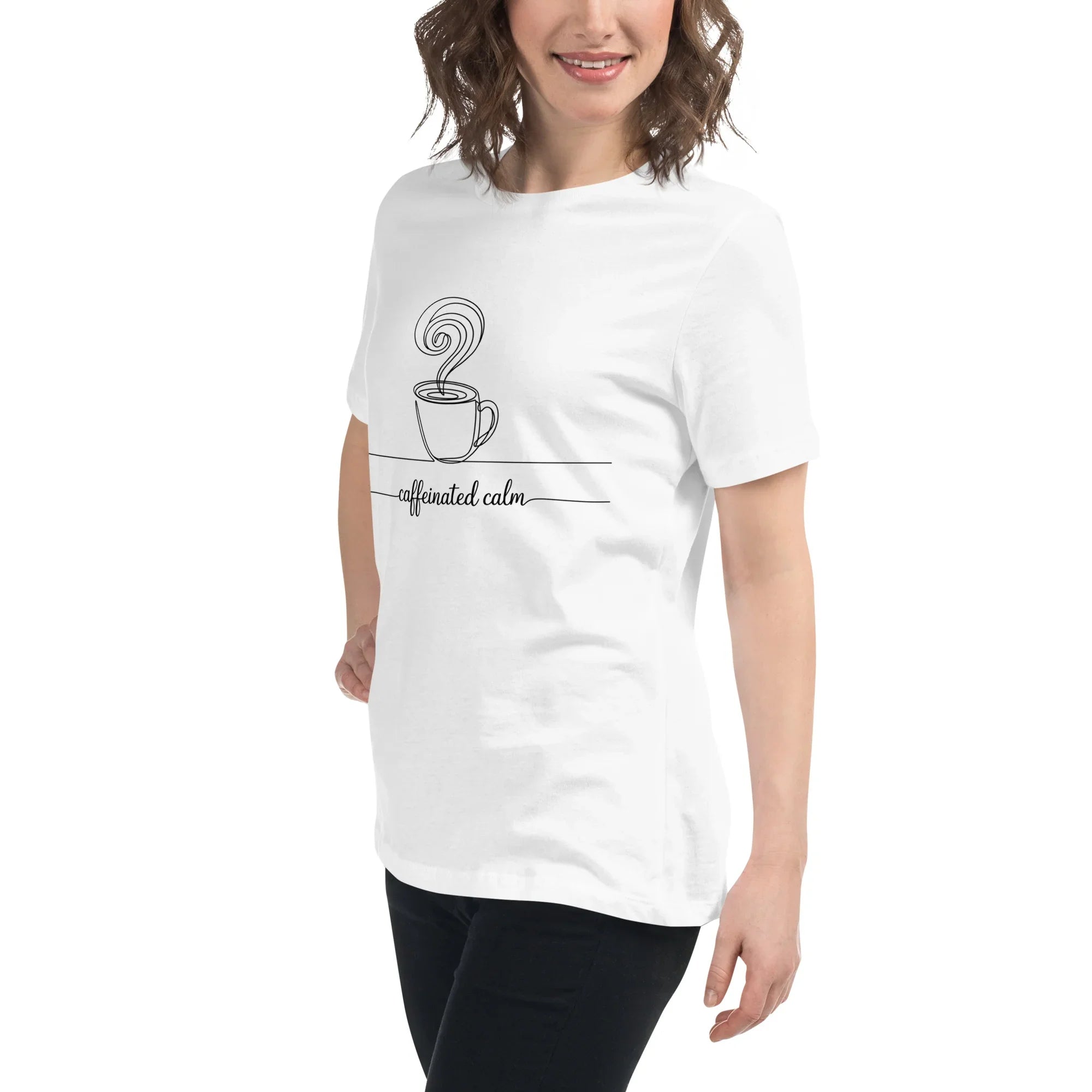 Caffeinated Calm Tee – Minimalist Coffee Line Art - RaZits