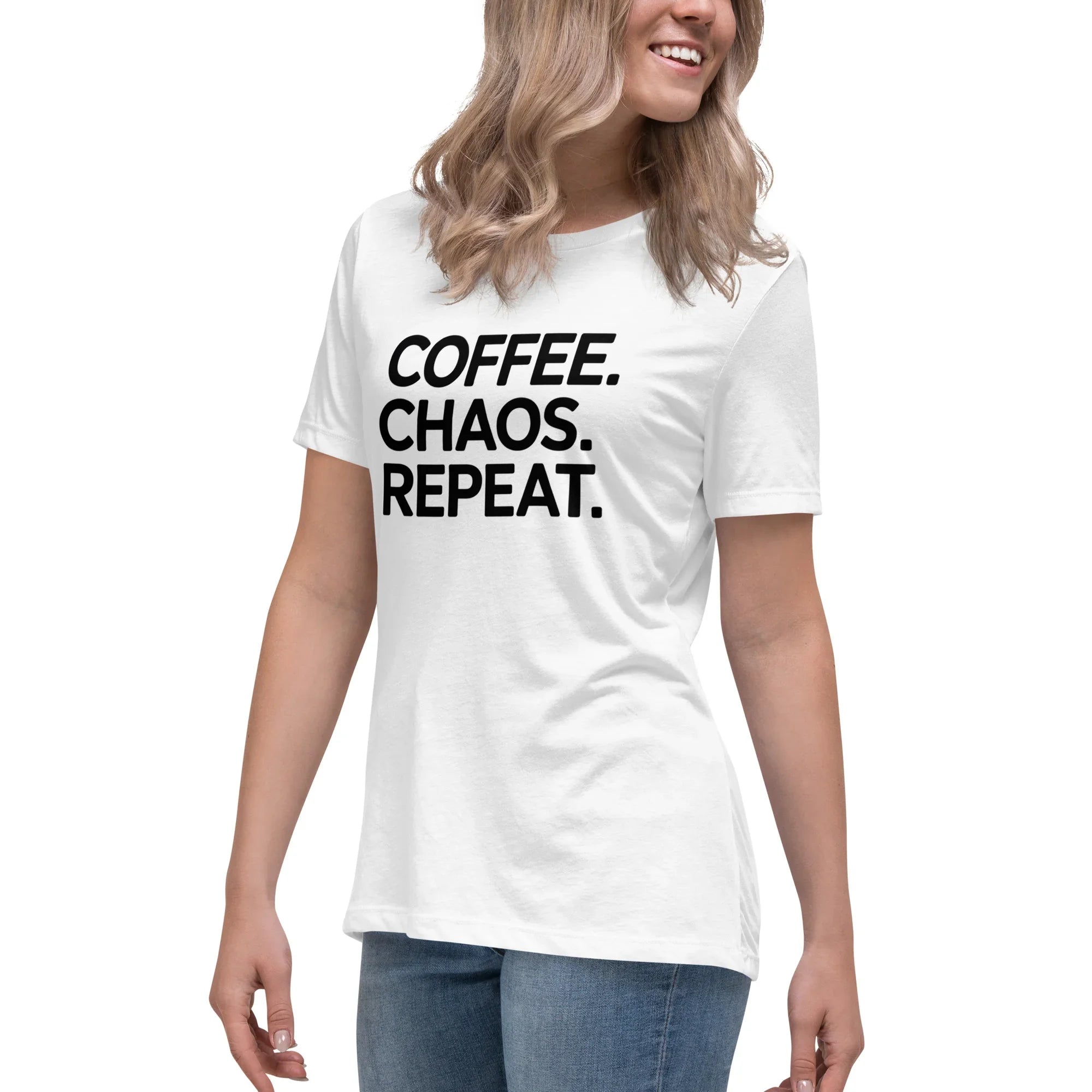 Coffee Chaos Repeat Tee – Bold Black Statement - RaZits