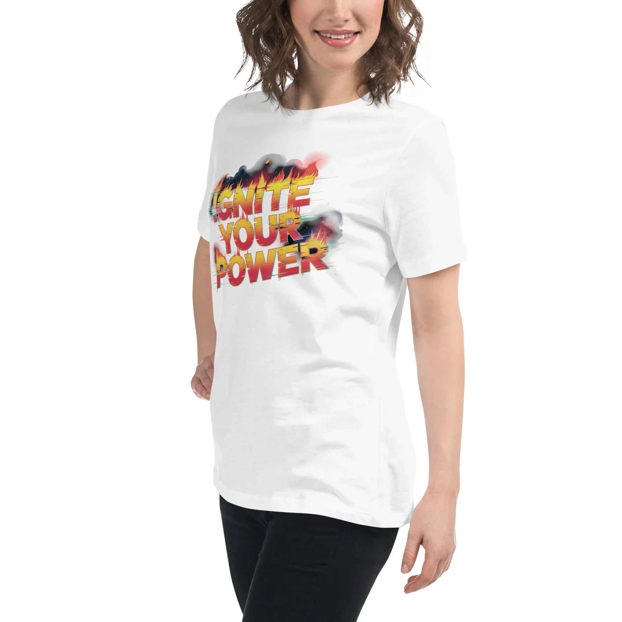 Ignite Your Power T Shirt – Bold Girl Power Tee with Red & Yellow Flames - RaZits