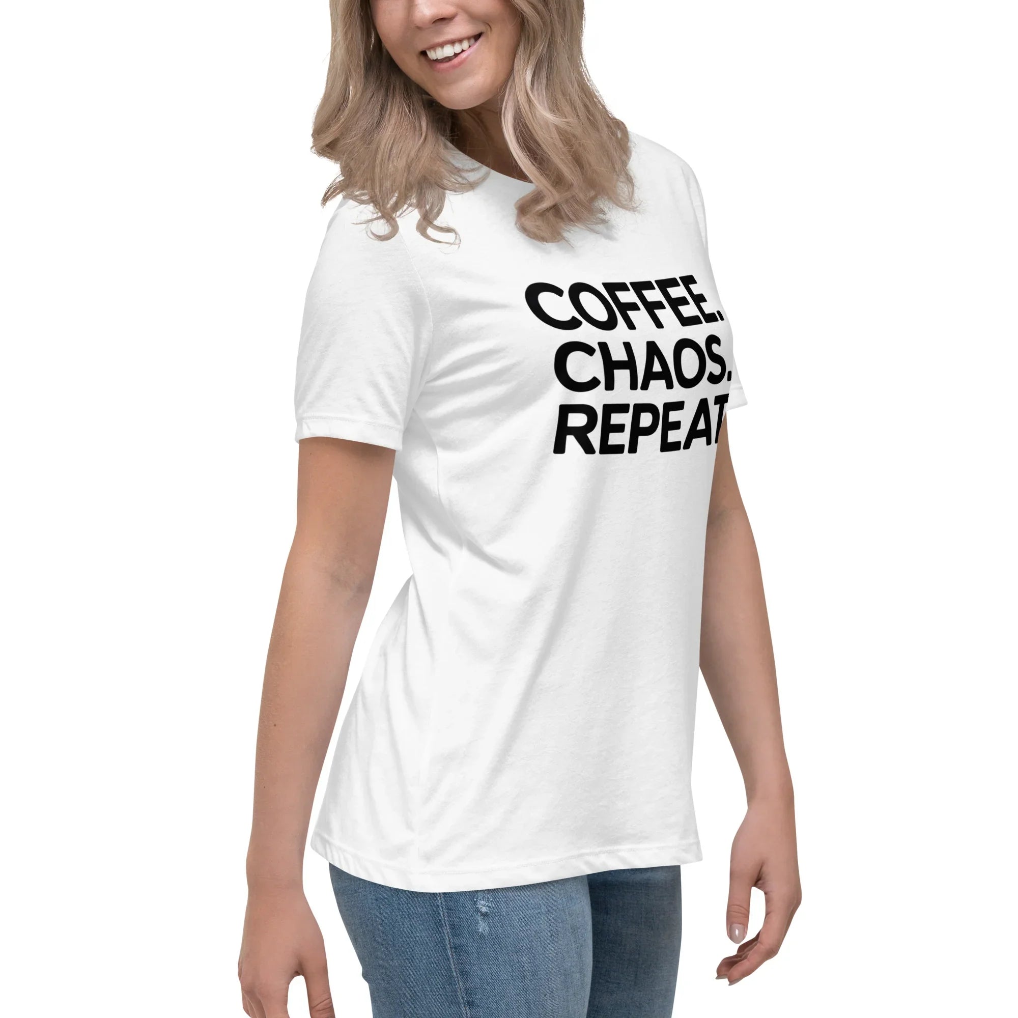 Coffee Chaos Repeat Tee – Bold Black Statement - RaZits